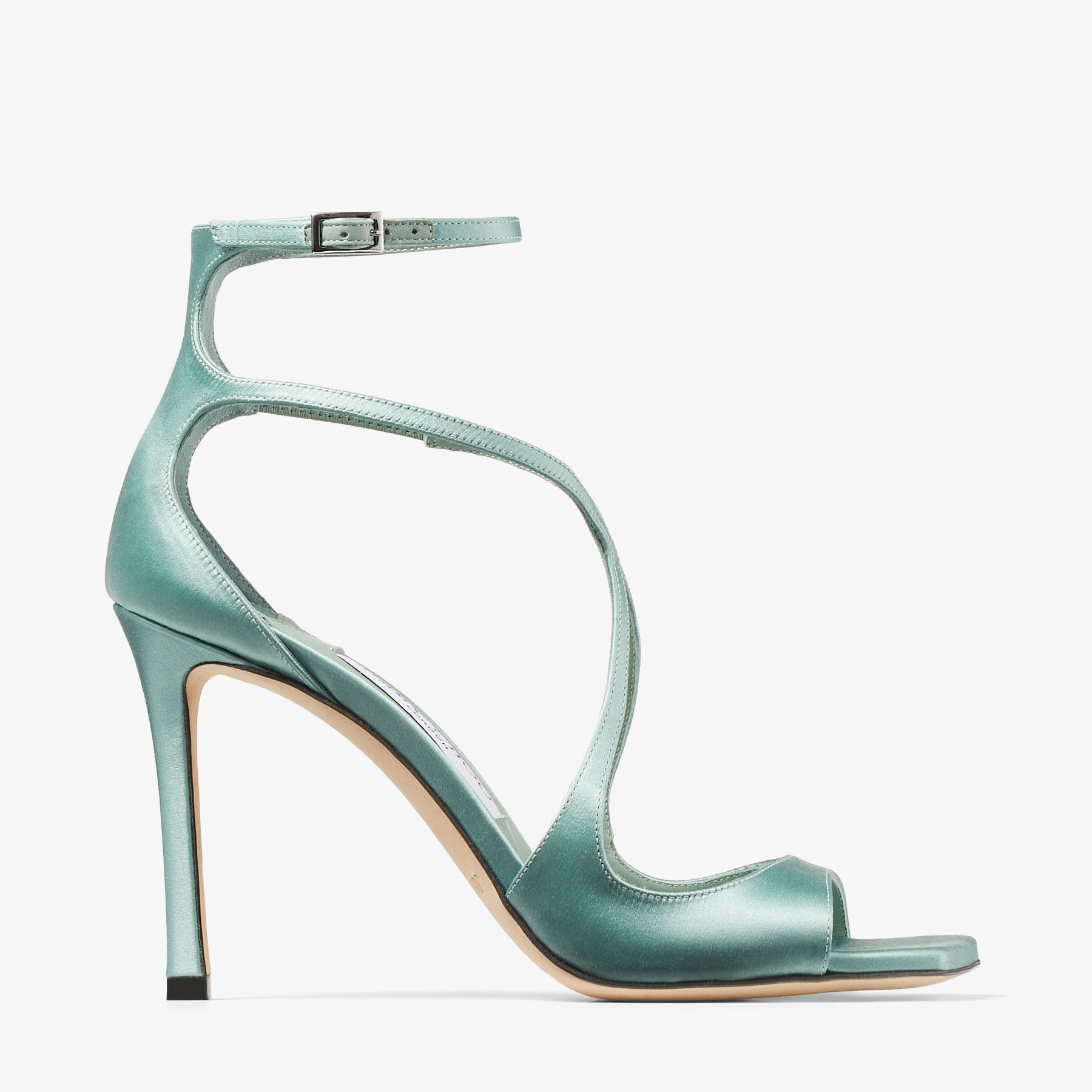 Green shop satin sandals