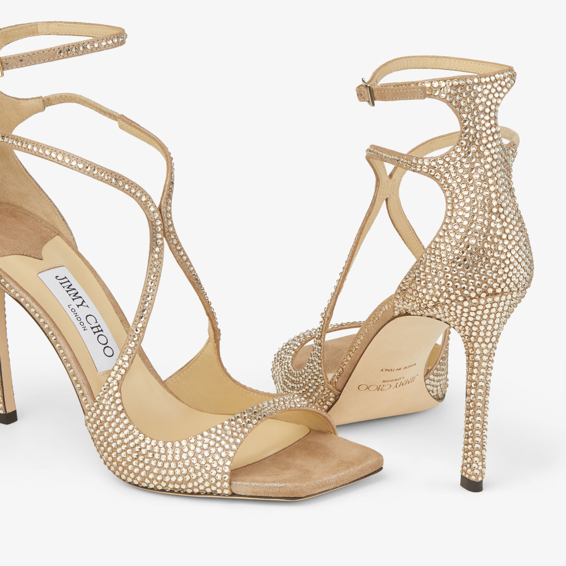 Honey Gold Suede Sandals with Crystals | AZIA 95 | Summer 2022 ...