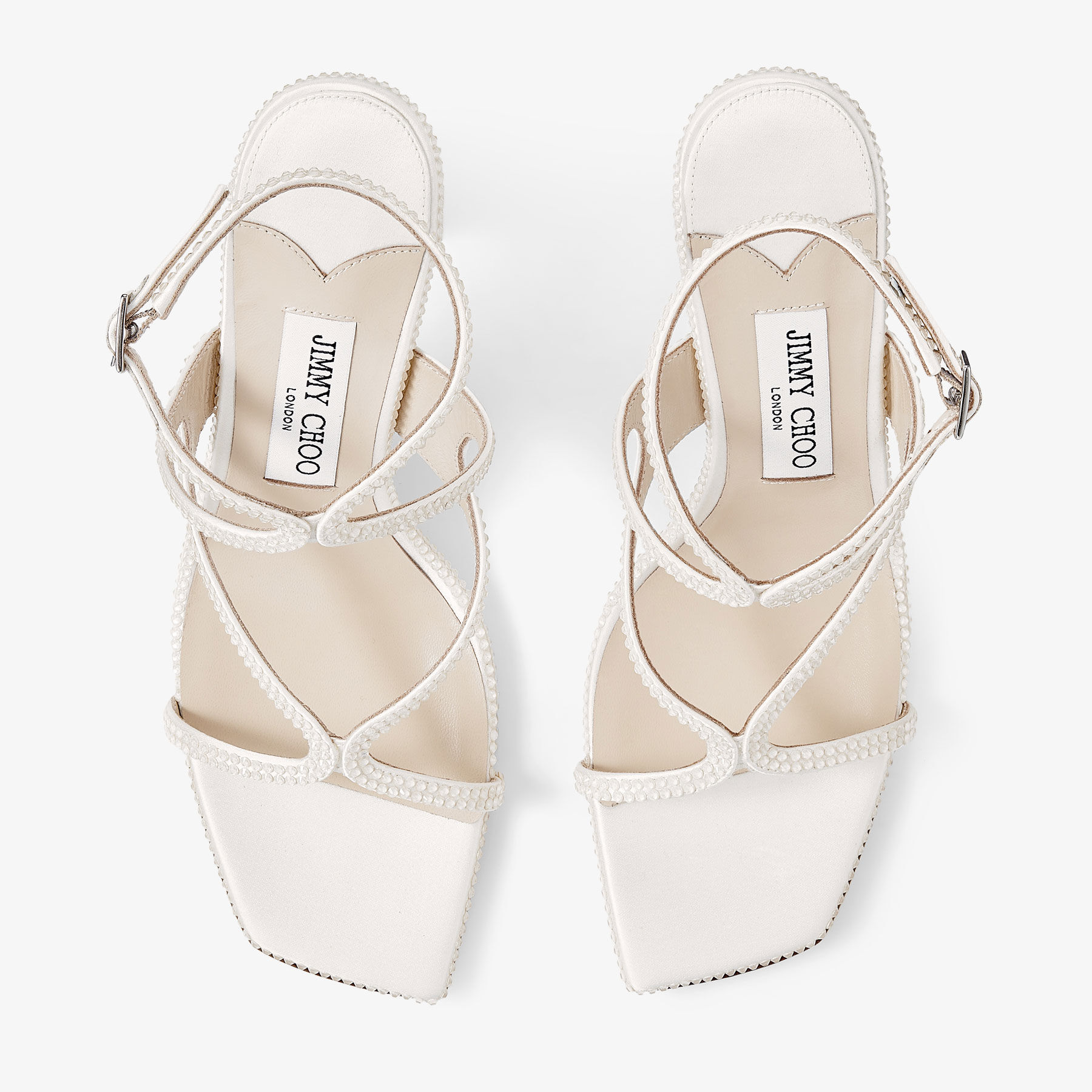 Azie 85 Ivory Satin Sandals with Crystals JIMMY CHOO