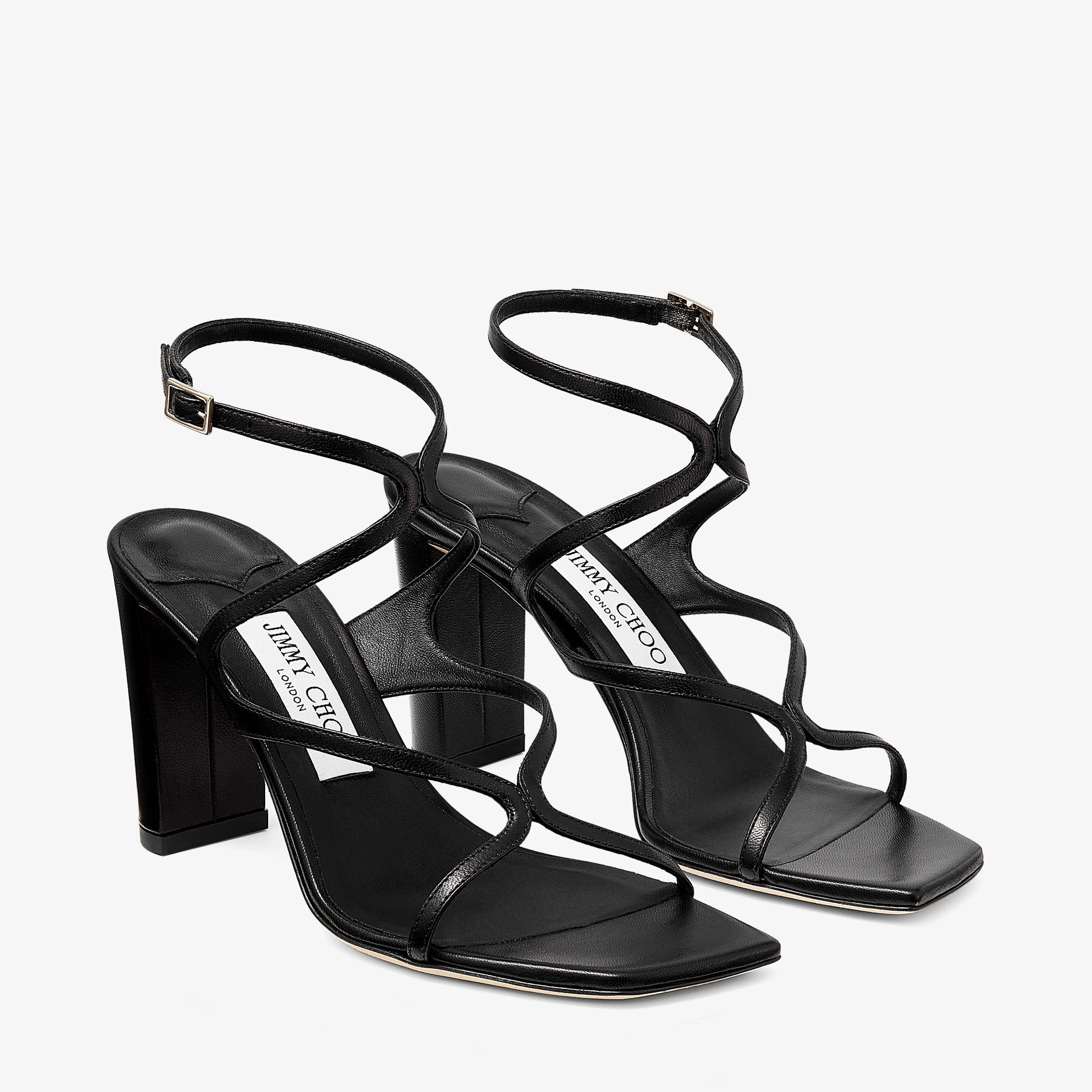 Azie 85 Black Nappa Leather Sandals JIMMY CHOO