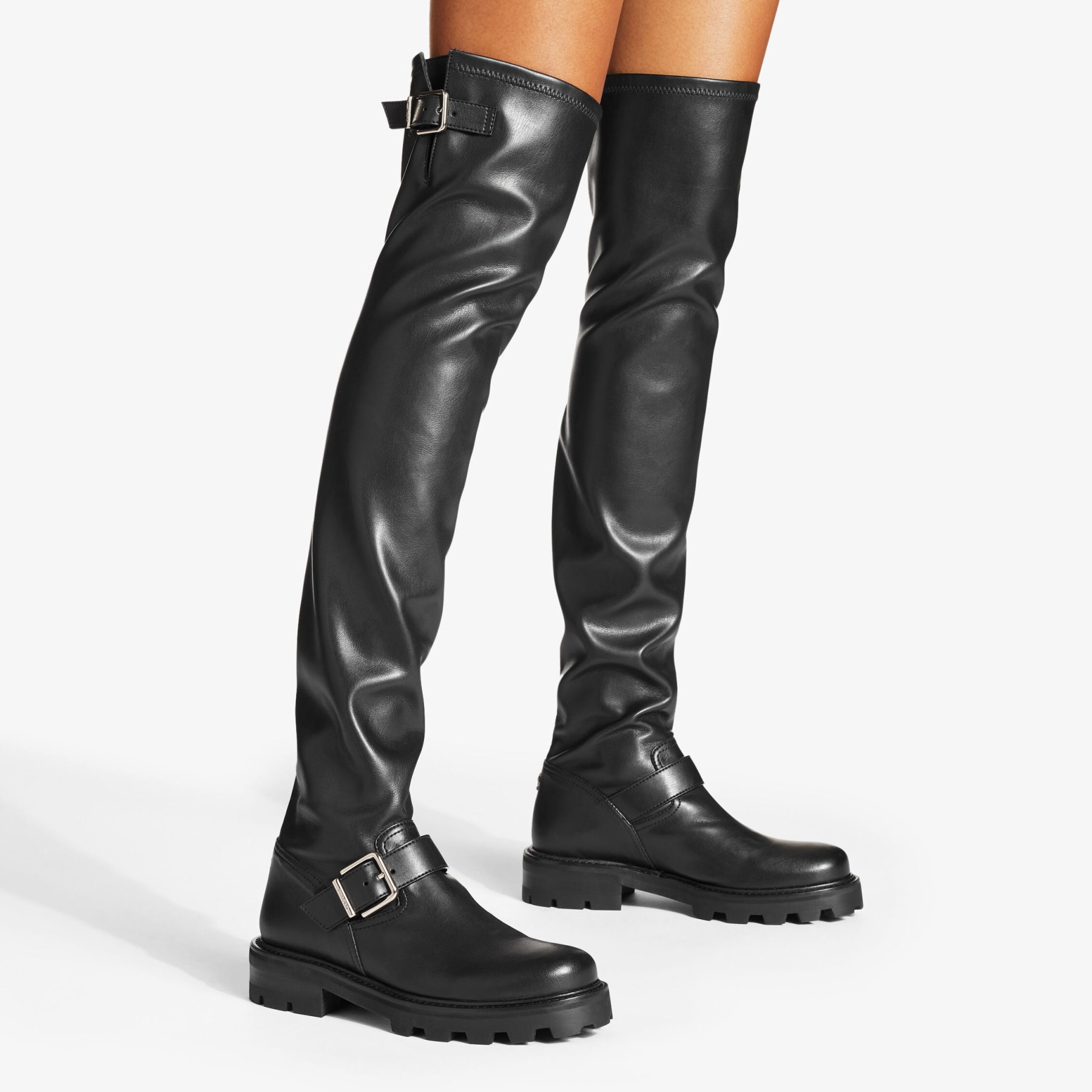 Biker boots knee high discount