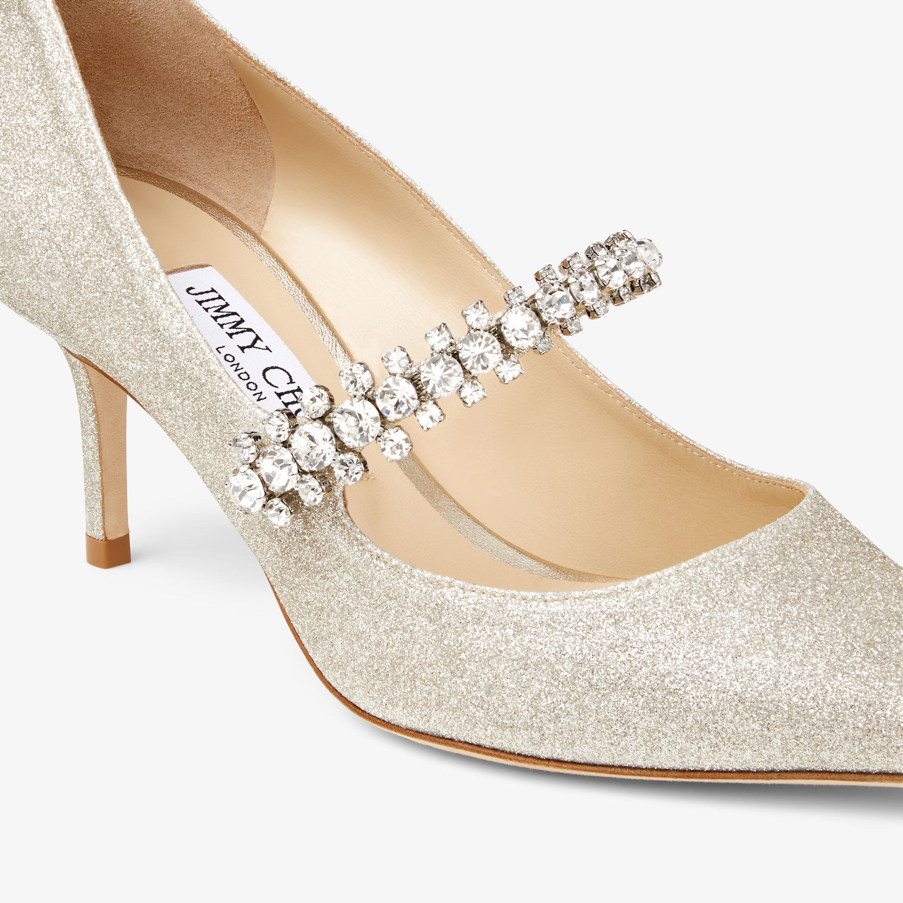 Bing Pump 65 | Platinum Ice Dusty Glitter Pumps with crystals 