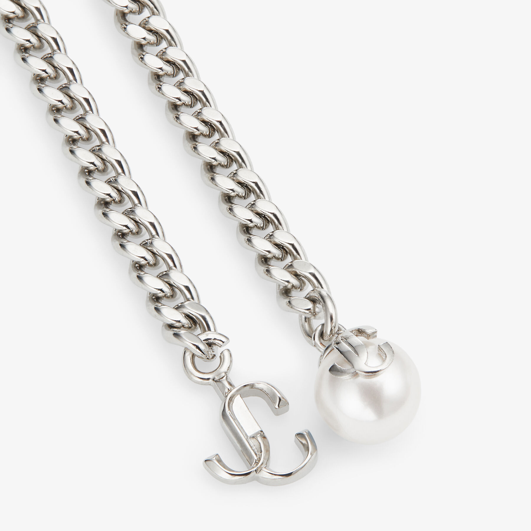 Silver Finish Metal Bracelet with Pearl and JC Charm Bon Bon
