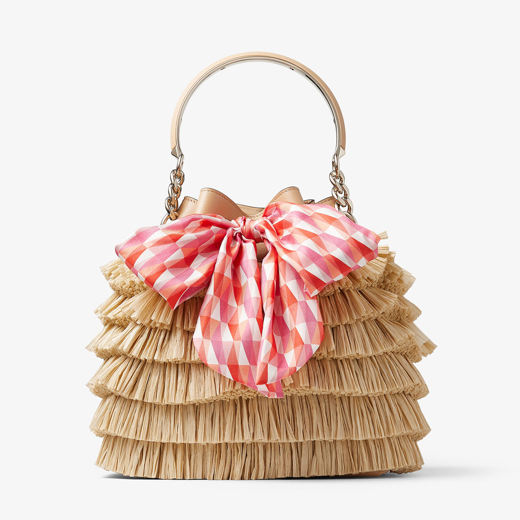 Bon Bon Bucket Natural Raffia Fringe Bucket Bag JIMMY CHOO
