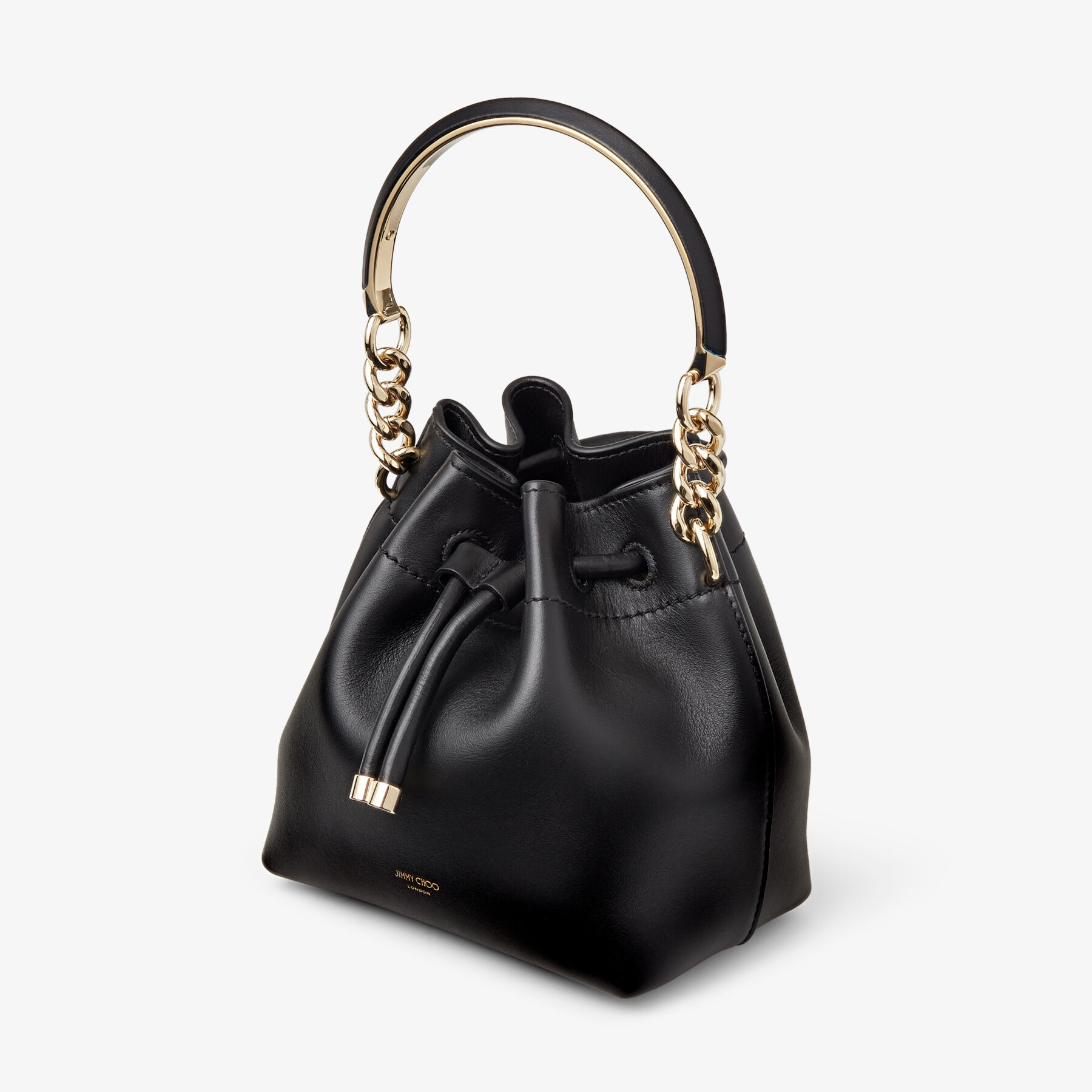 Bon Bon Bucket/S | Black Leather Bucket Bag | JIMMY CHOO