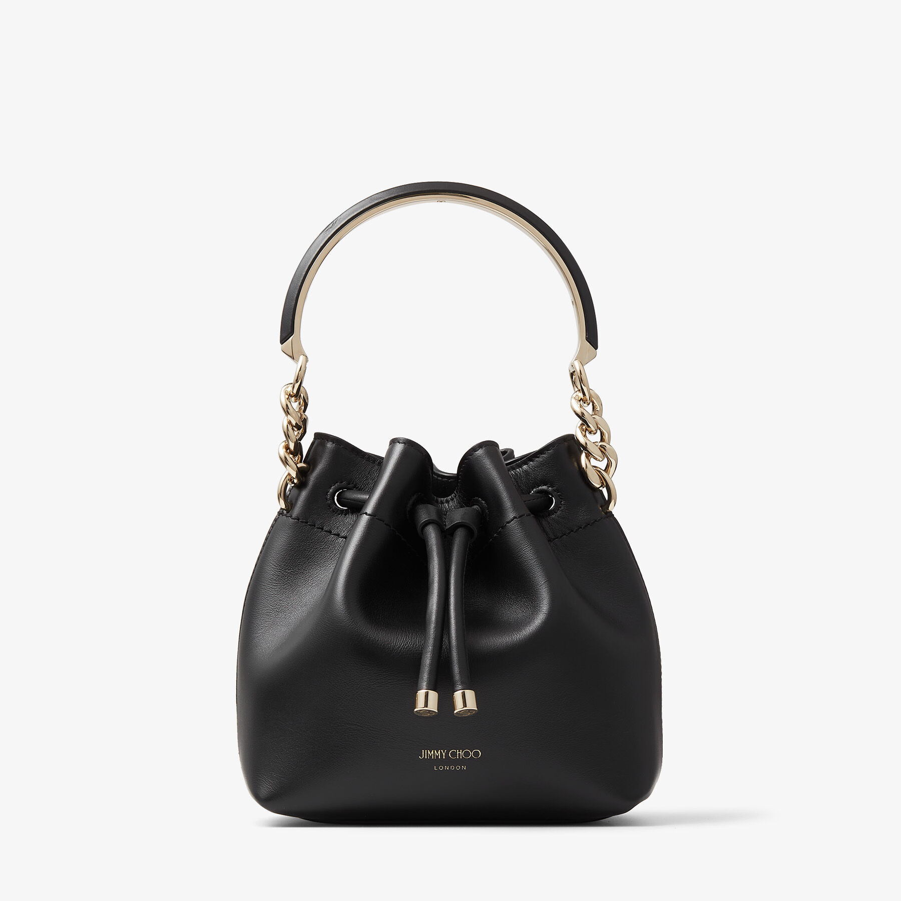 Black Soft Shiny Calf Leather Bucket Bag, BON BON BUCKET/S, Summer 2022  collection