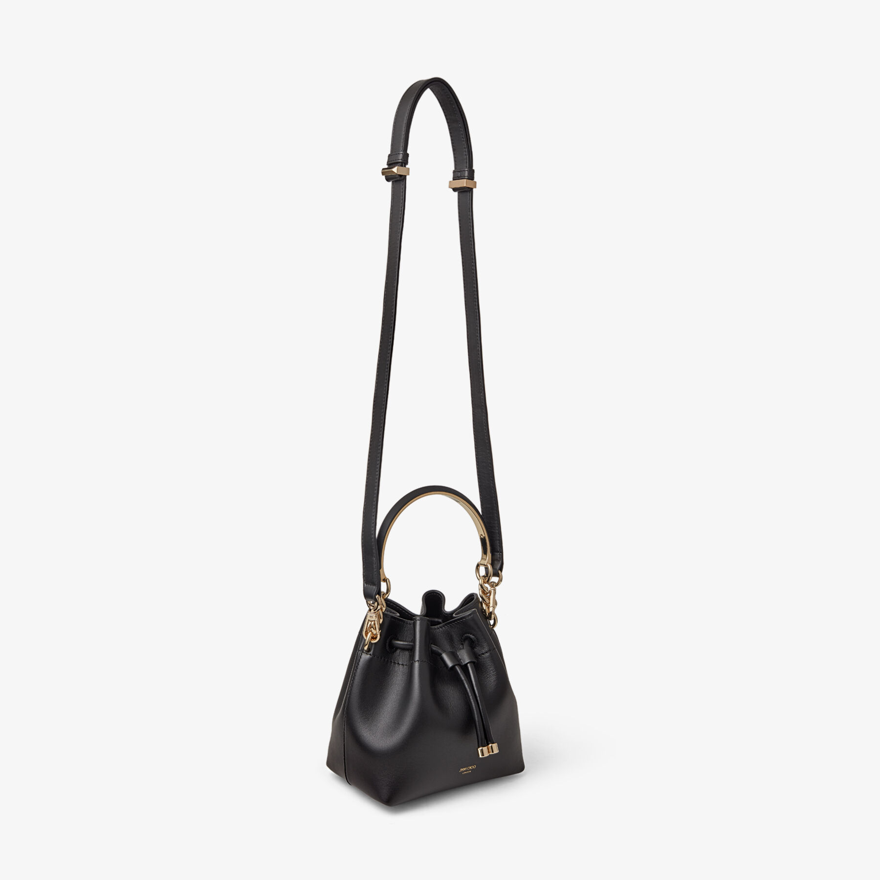 Black Soft Shiny Calf Leather Bucket Bag, BON BON BUCKET/S, Summer 2022  collection