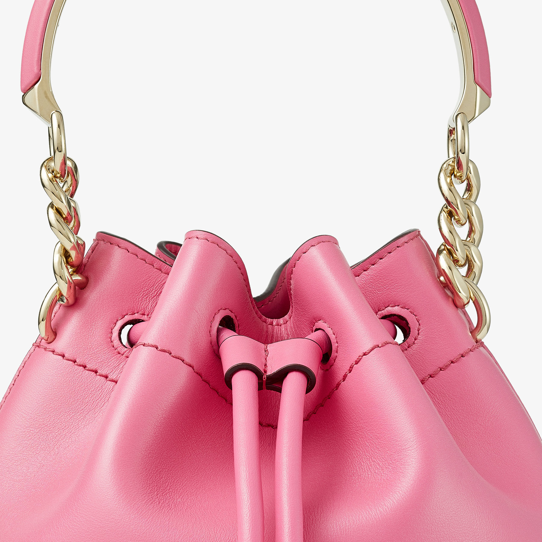 Pink leather bucket bag shop