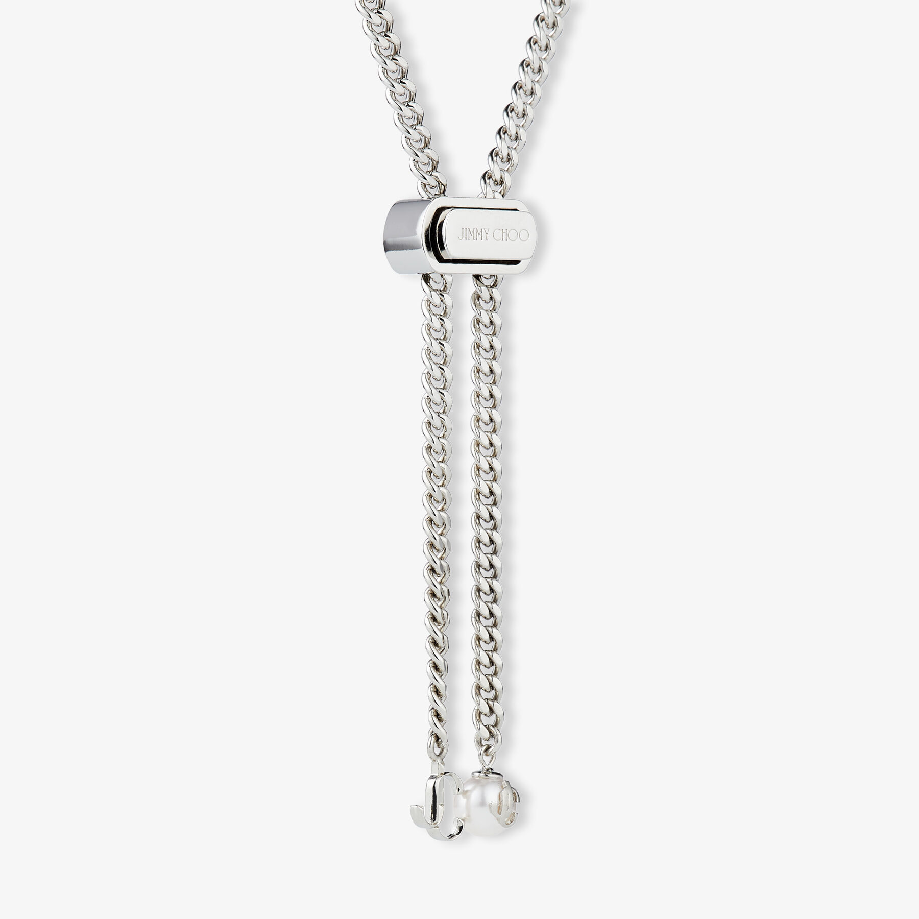 珍珠和JC 字母饰银色金属项链| Bon Bon Necklace | 首饰系列| JIMMY CHOO