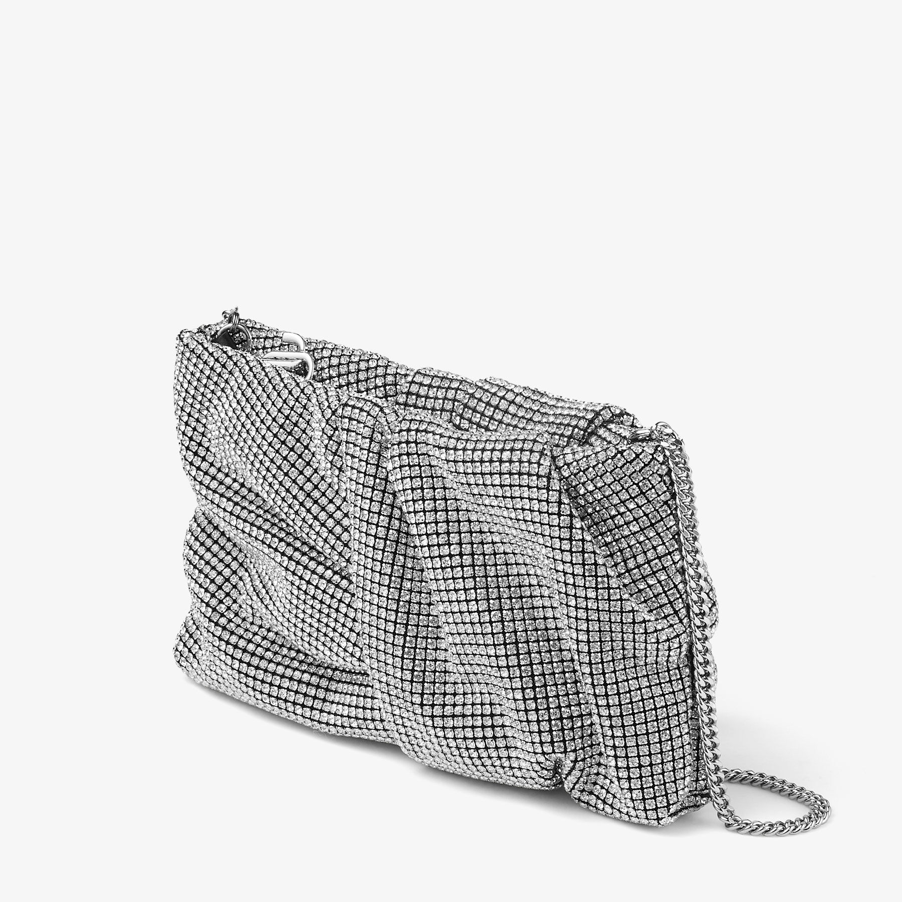 BONNY CLUTCH Silver Crystal Mesh Clutch Bag New Collection