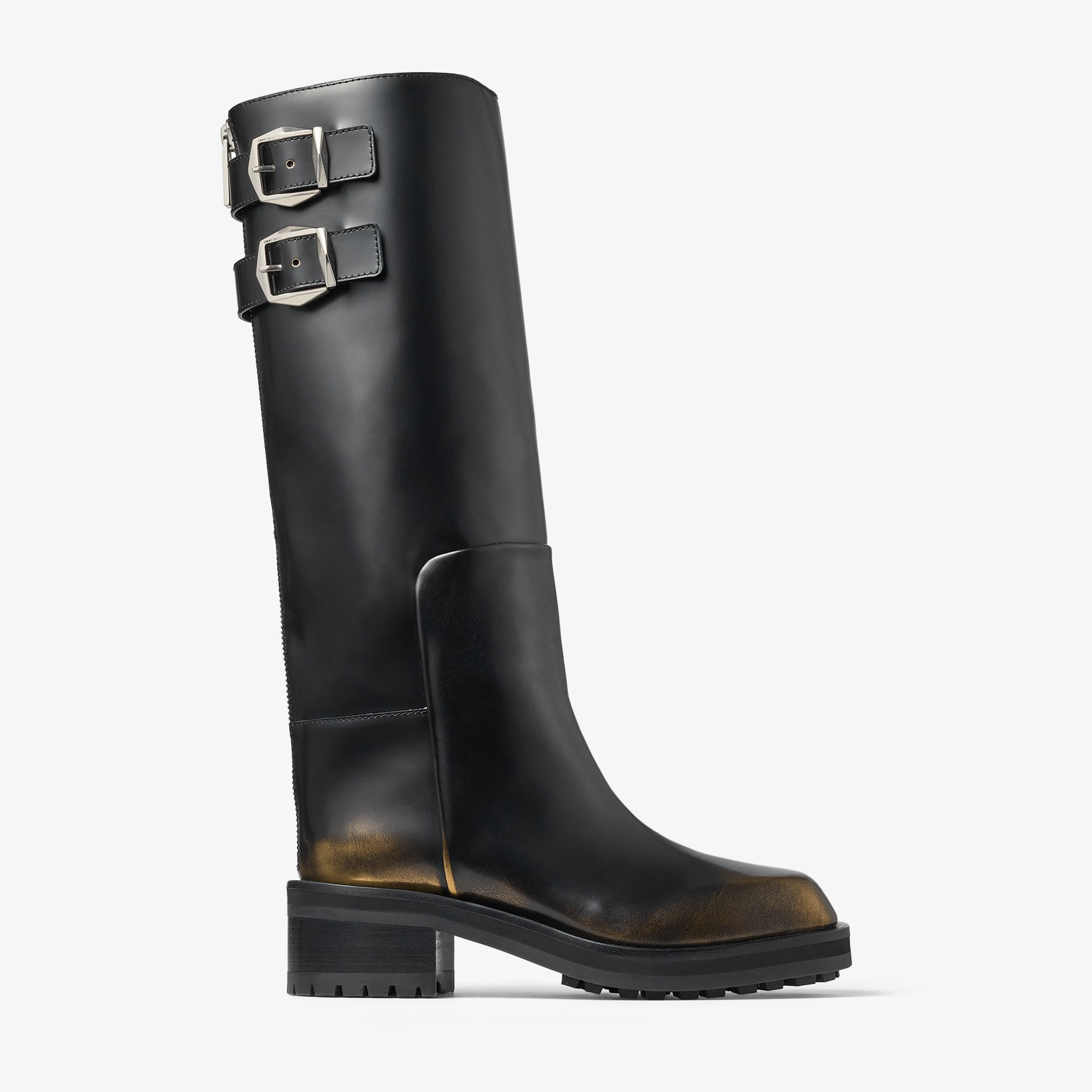 Brooklyn Knee Boot 50 Black Brushed Leather Knee High Boots JIMMY CHOO