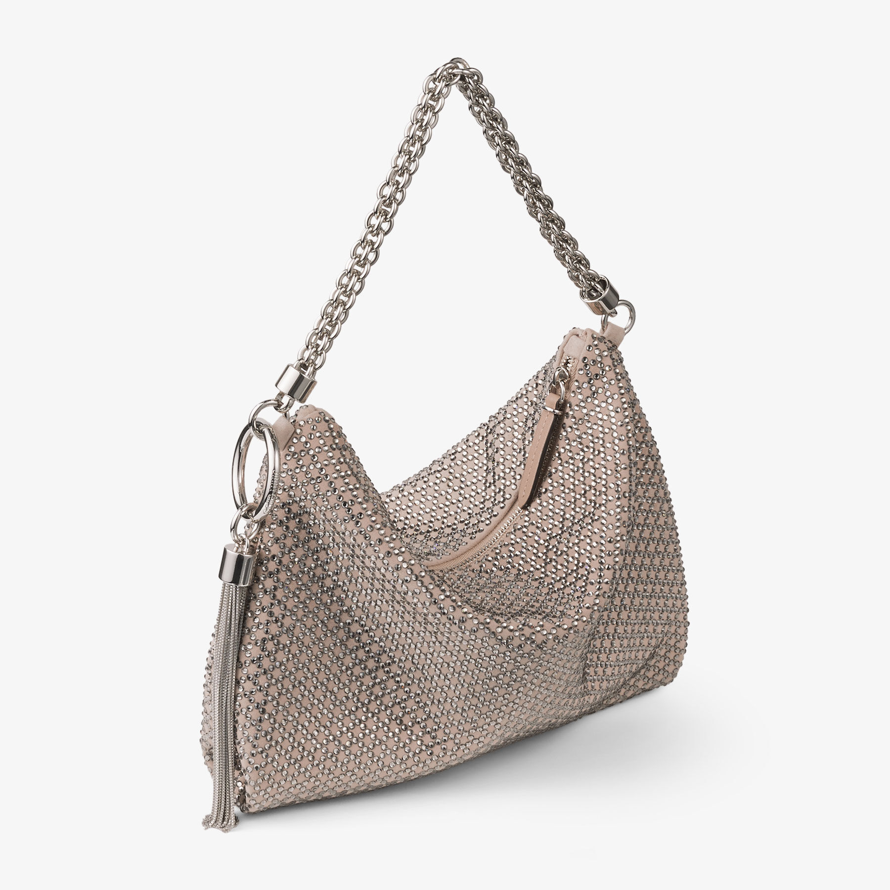 Ballet Pink Suede Clutch Bag with Diamond Motif and Crystal Hotfix CALLIE Pre Fall 19 JIMMY CHOO
