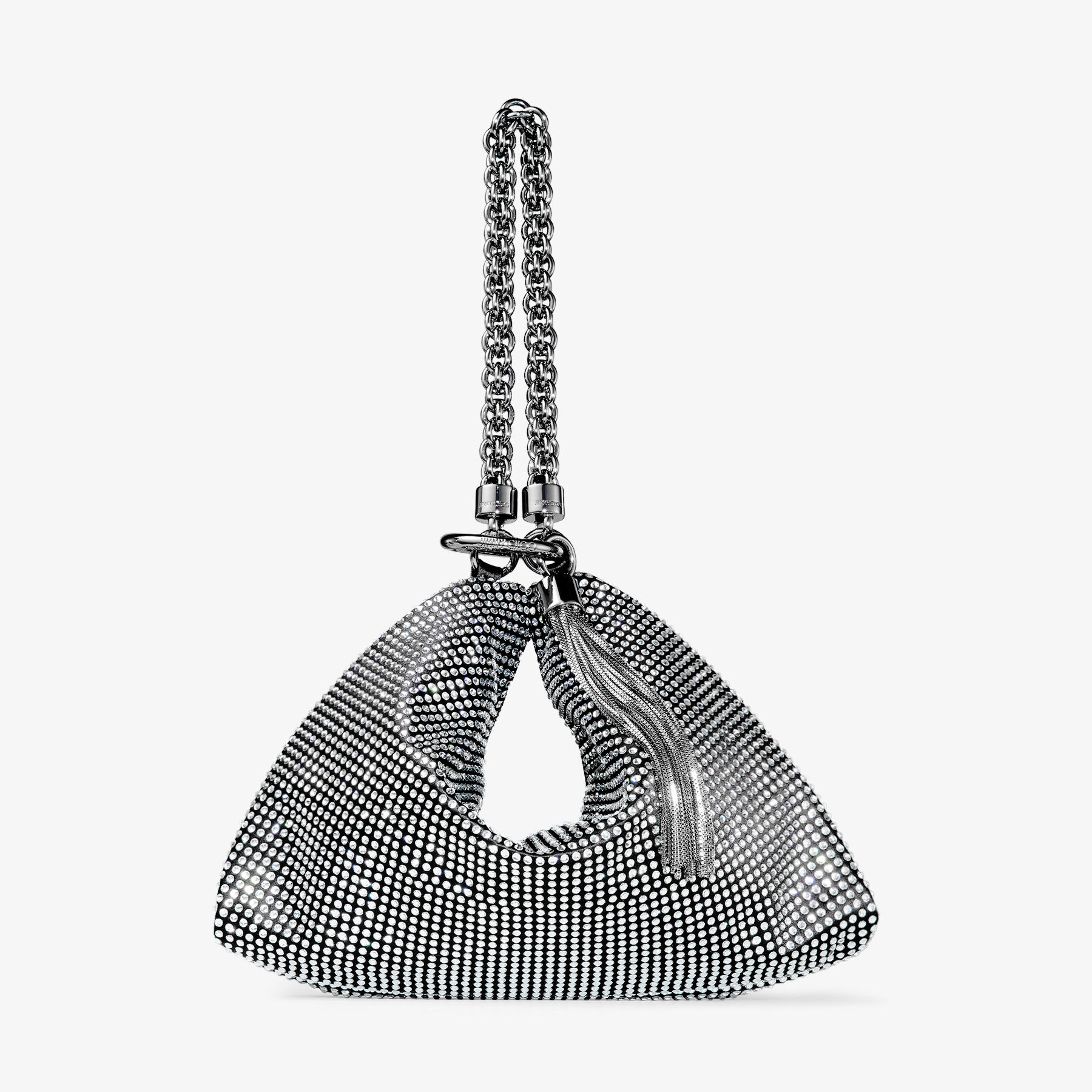 Callie Clutch aus schwarzem Satin mit Kristallen JIMMYCHOO