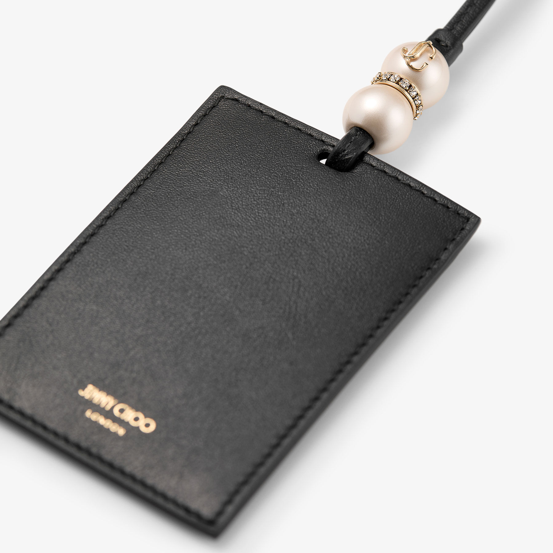 Cardholder With Spheres Portacarte in pelle nera JIMMY CHOO