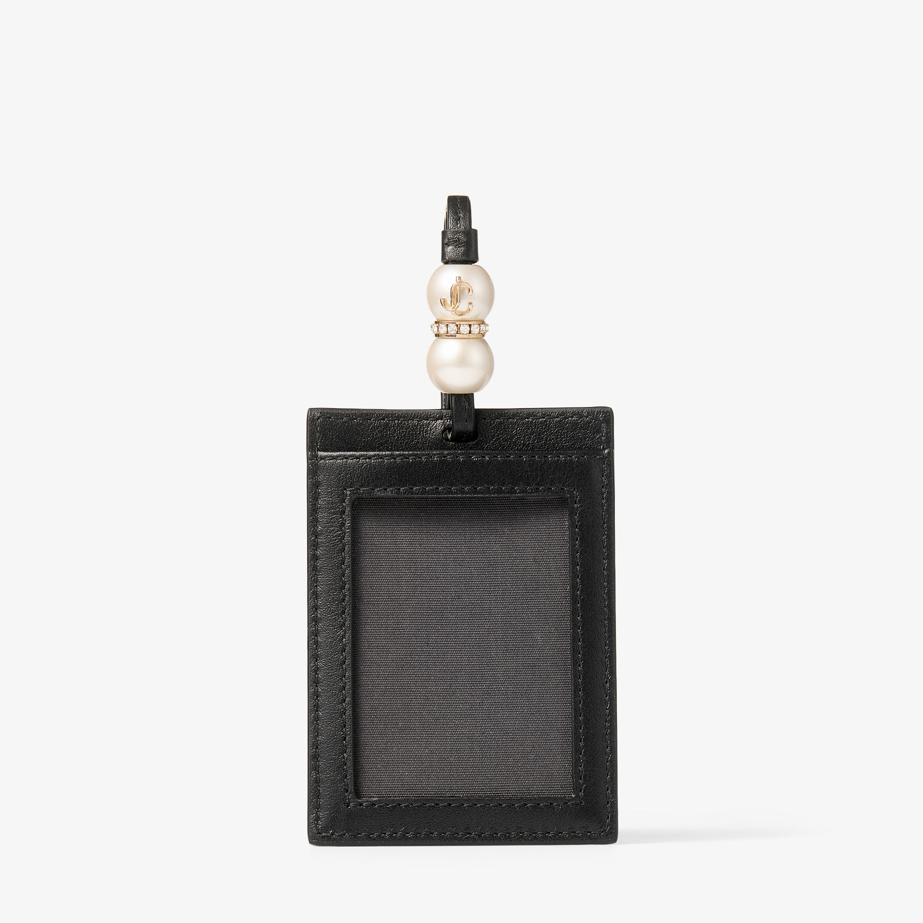 Cardholder With Spheres Black Leather Card Holder JIMMY CHOO