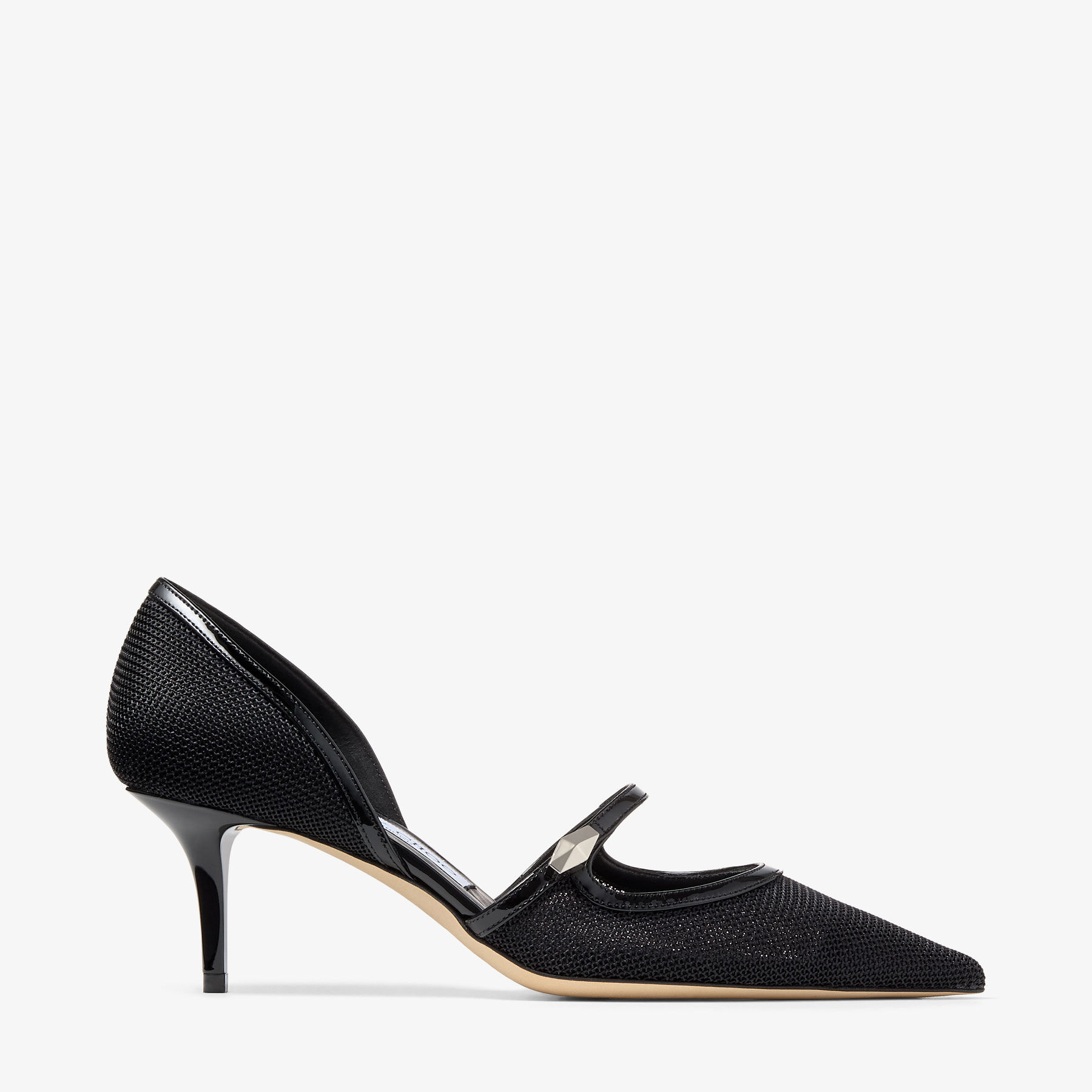 Carolyn 60 Decollete nere in pelle verniciata e mesh JIMMY CHOO
