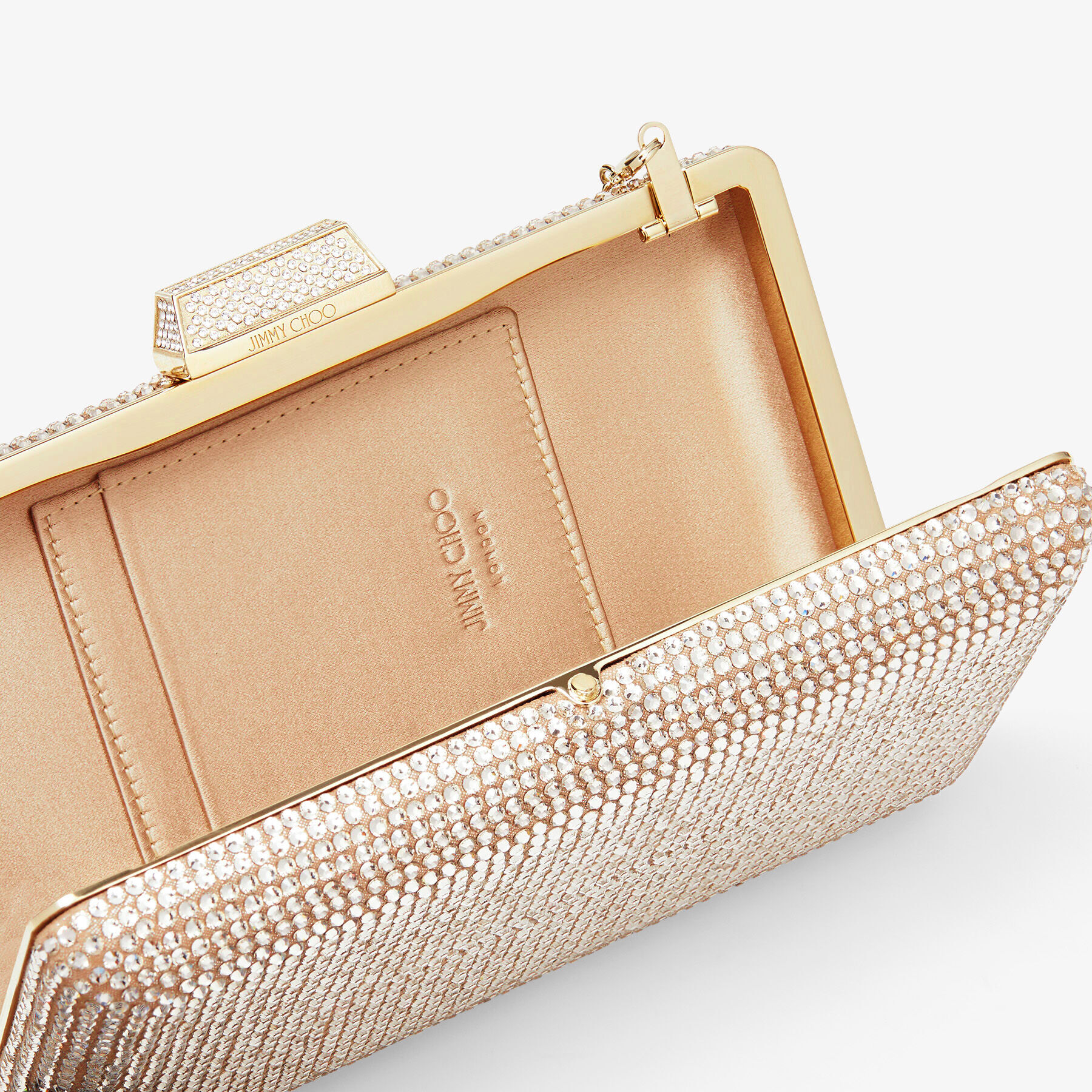 Jimmy choo gold clutch bag store