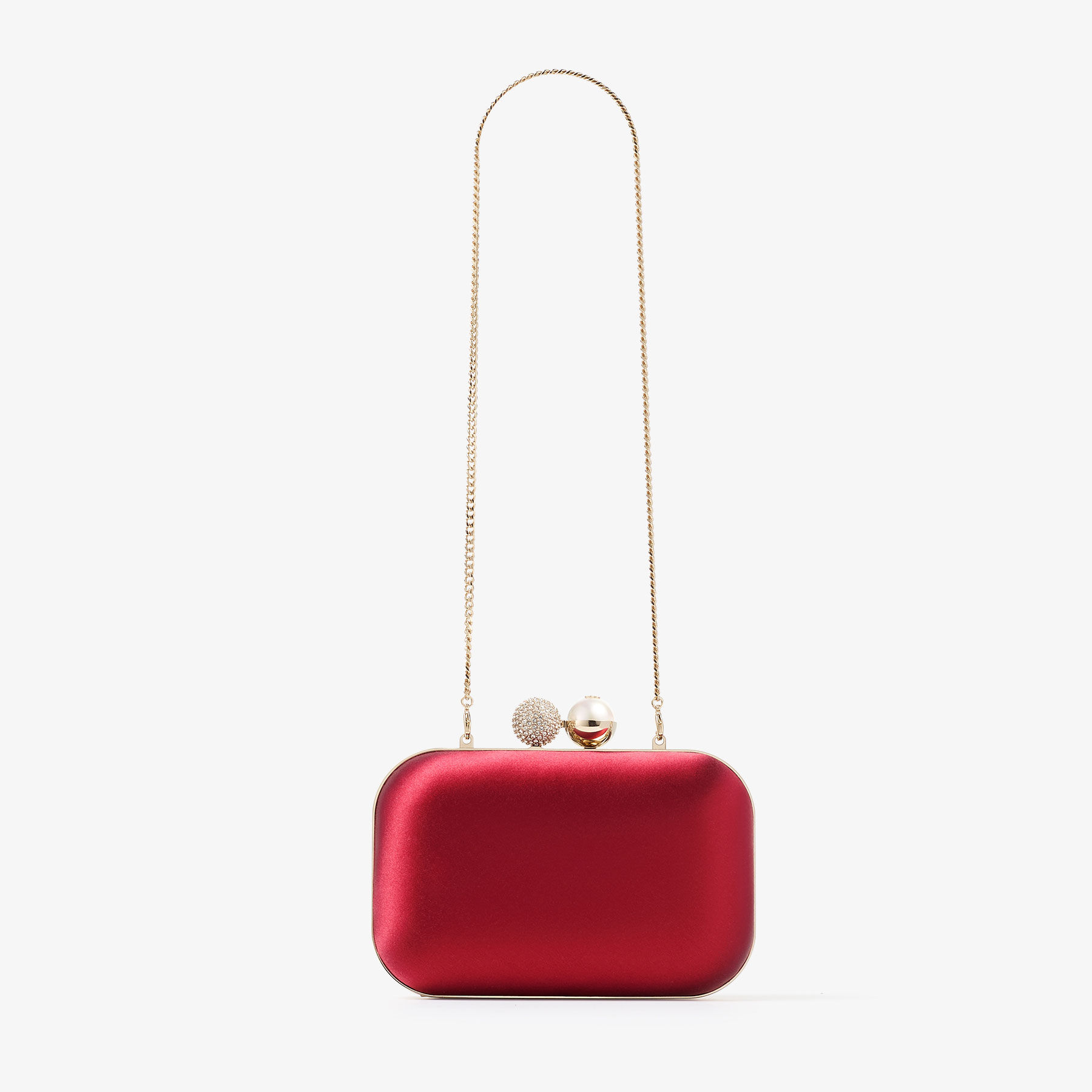 Cloud Ruby Red Satin Clutch Bag JIMMY CHOO