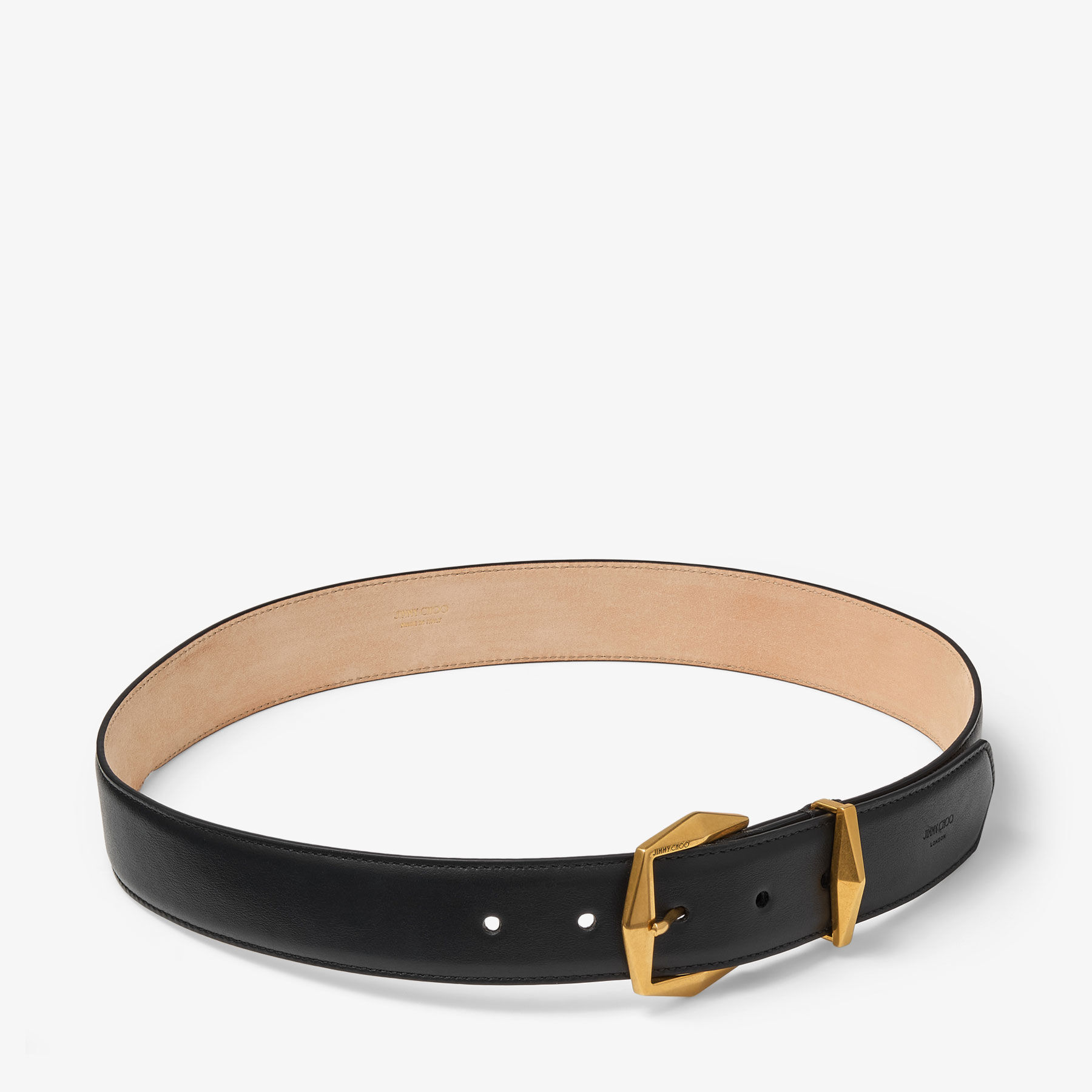 Diamond Black Leather Diamond Belt JIMMY CHOO
