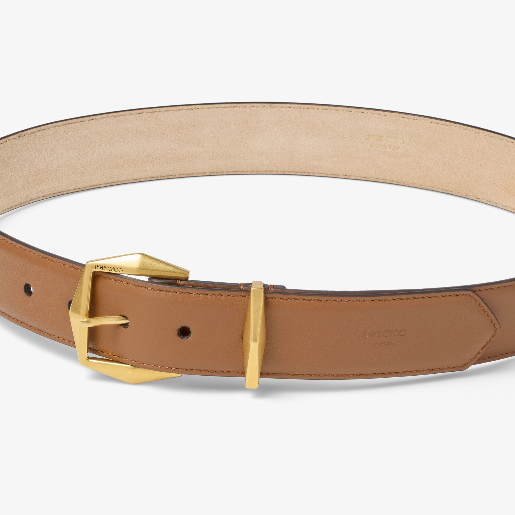Diamond Tan Leather Diamond Belt JIMMY CHOO