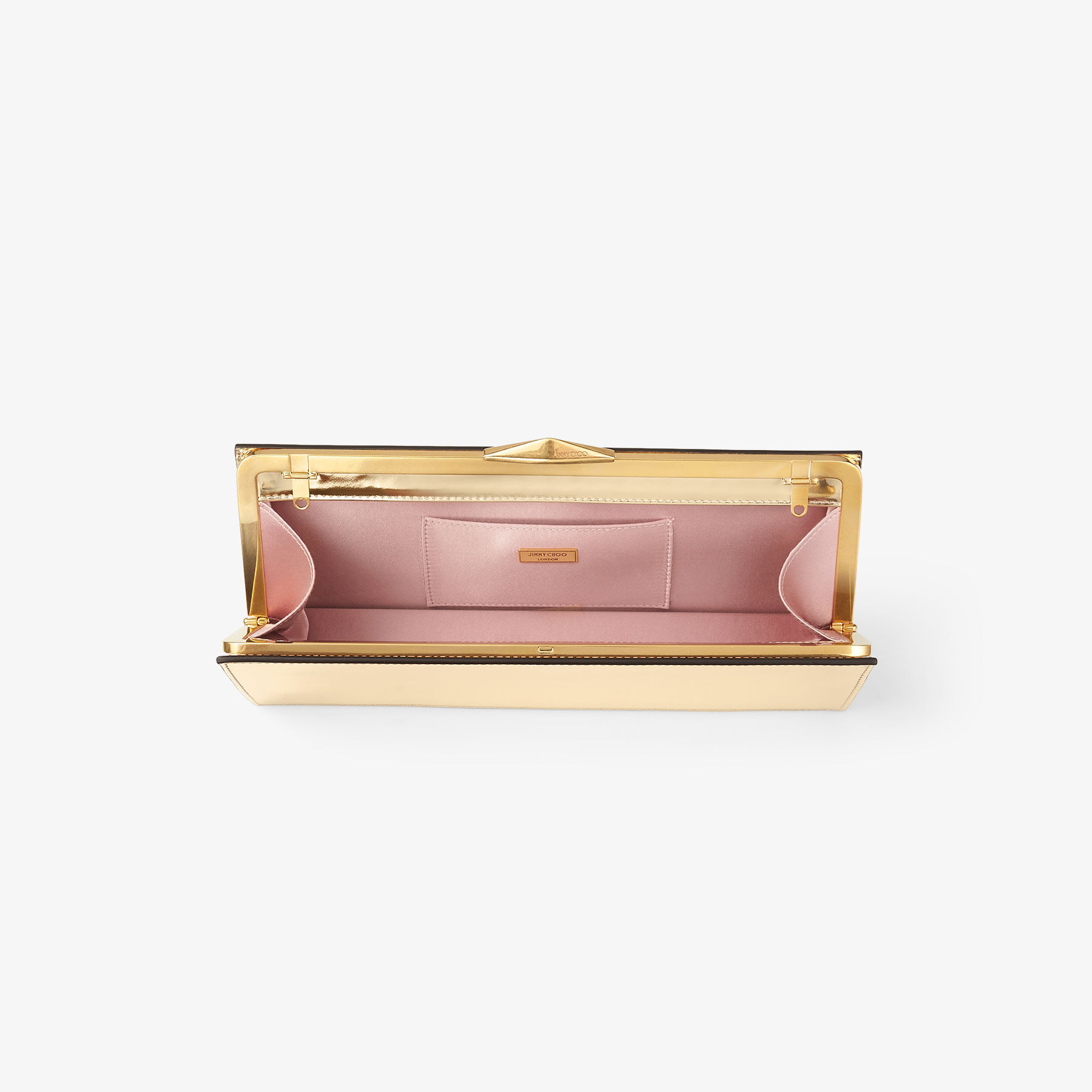 Diamond Cocktail Gold Mirror Leather Clutch Jimmy Choo