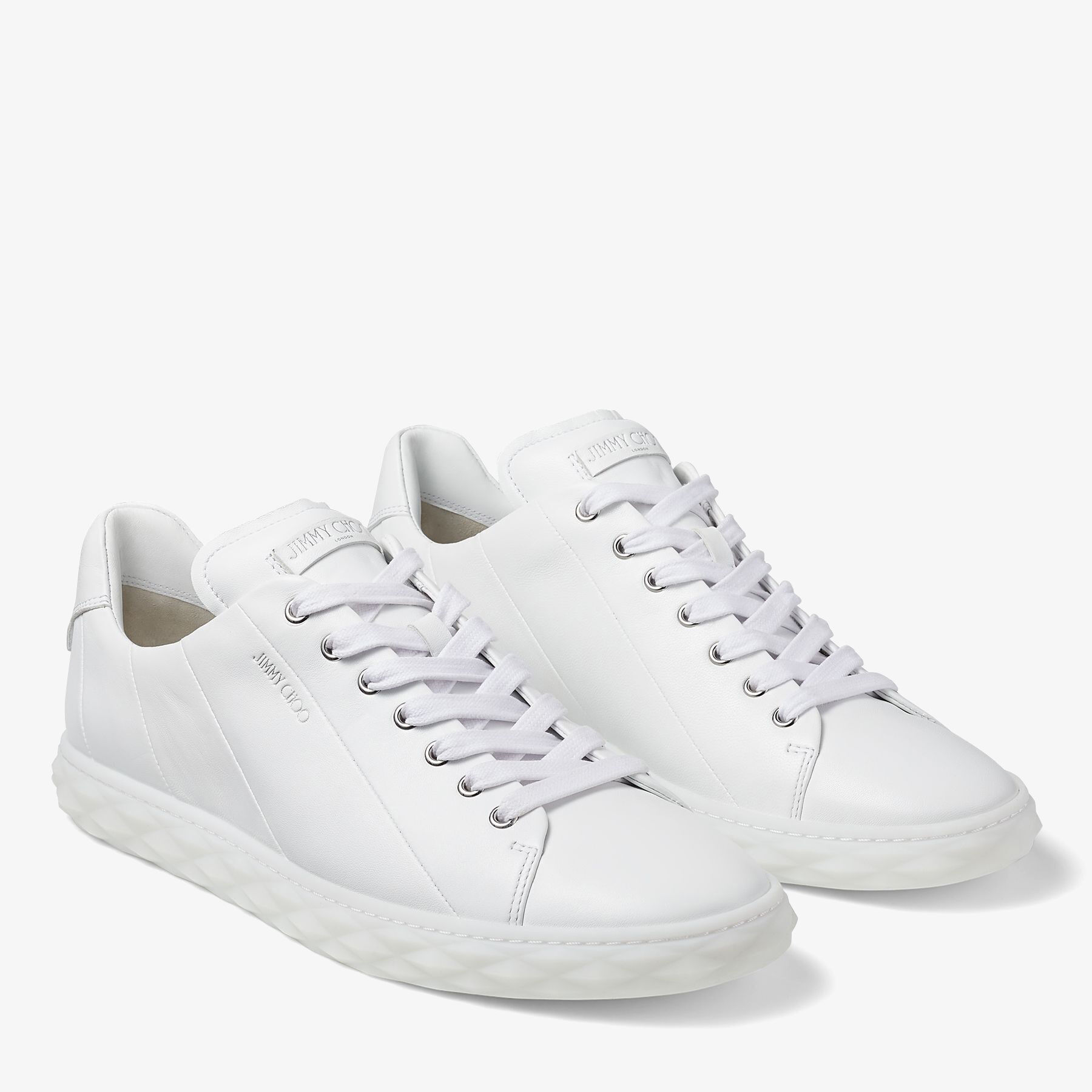 White Nappa Leather Low-Top Trainers | DIAMOND LIGHT/M | Spring