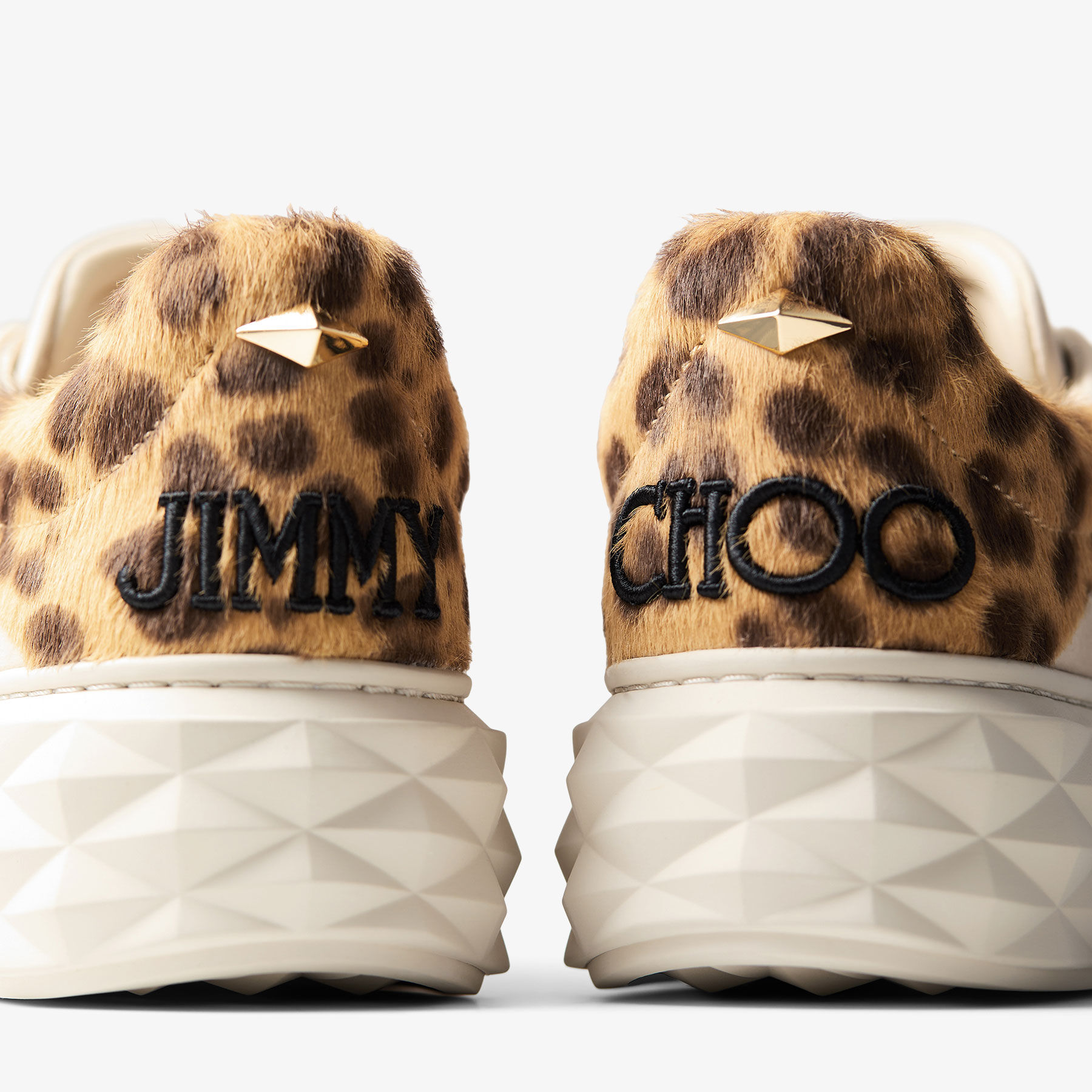 Diamond Maxi/F II | Baskets en cuir à imprimé léopard craie | JIMMY CHOO