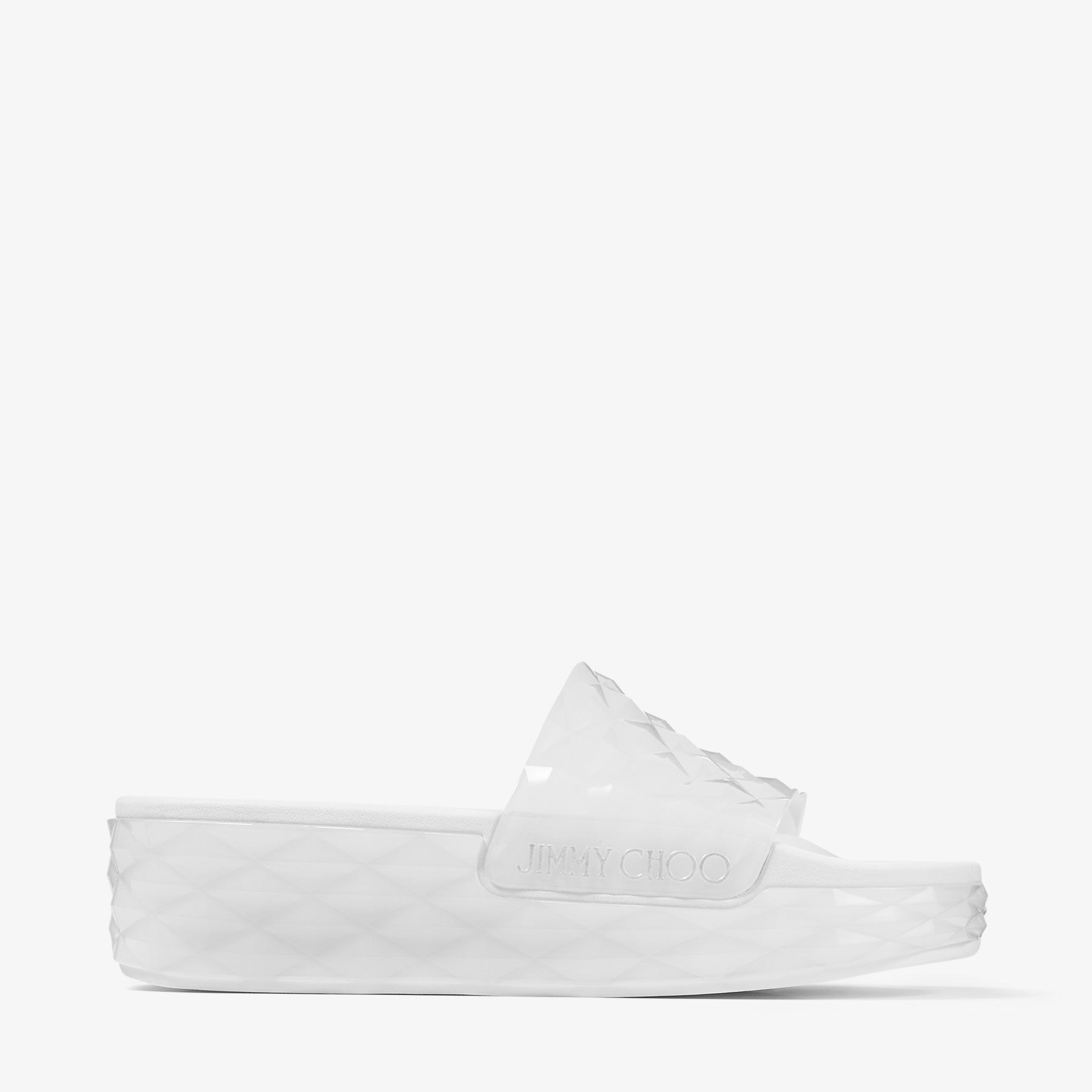 Diamond Slide F White Rubber Diamond Slides JIMMY CHOO
