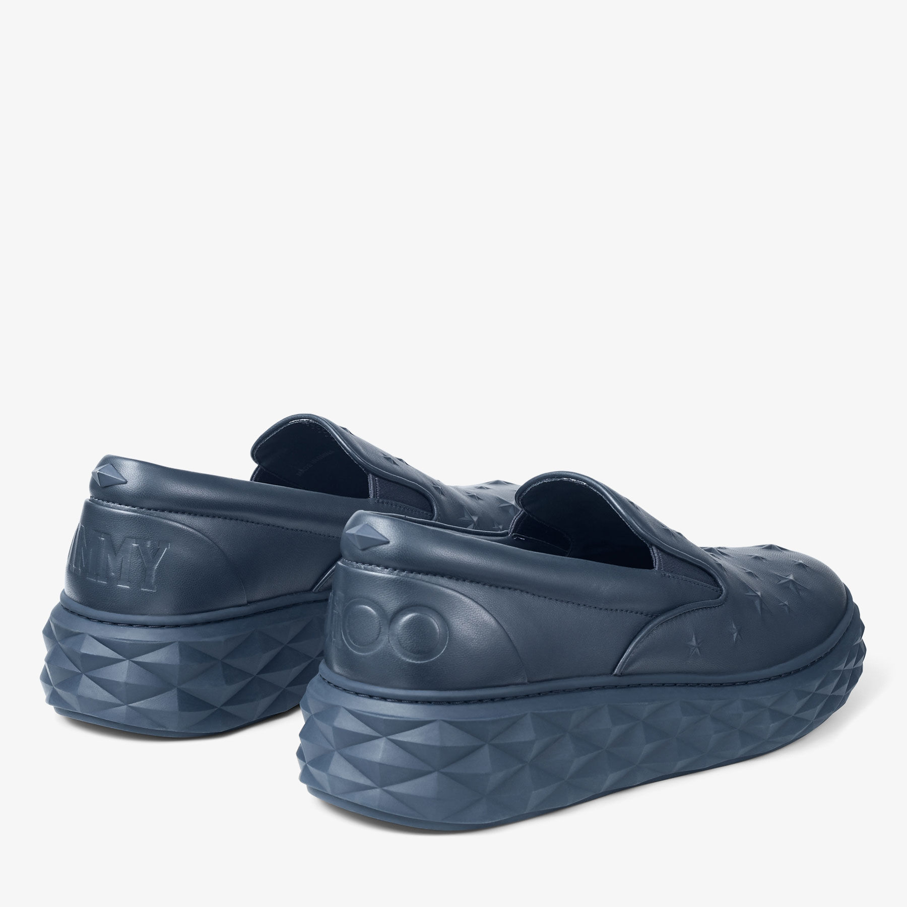 Diamond Slip On M Baskets sans lacets en cuir imprime bleu marine JIMMYCHOO