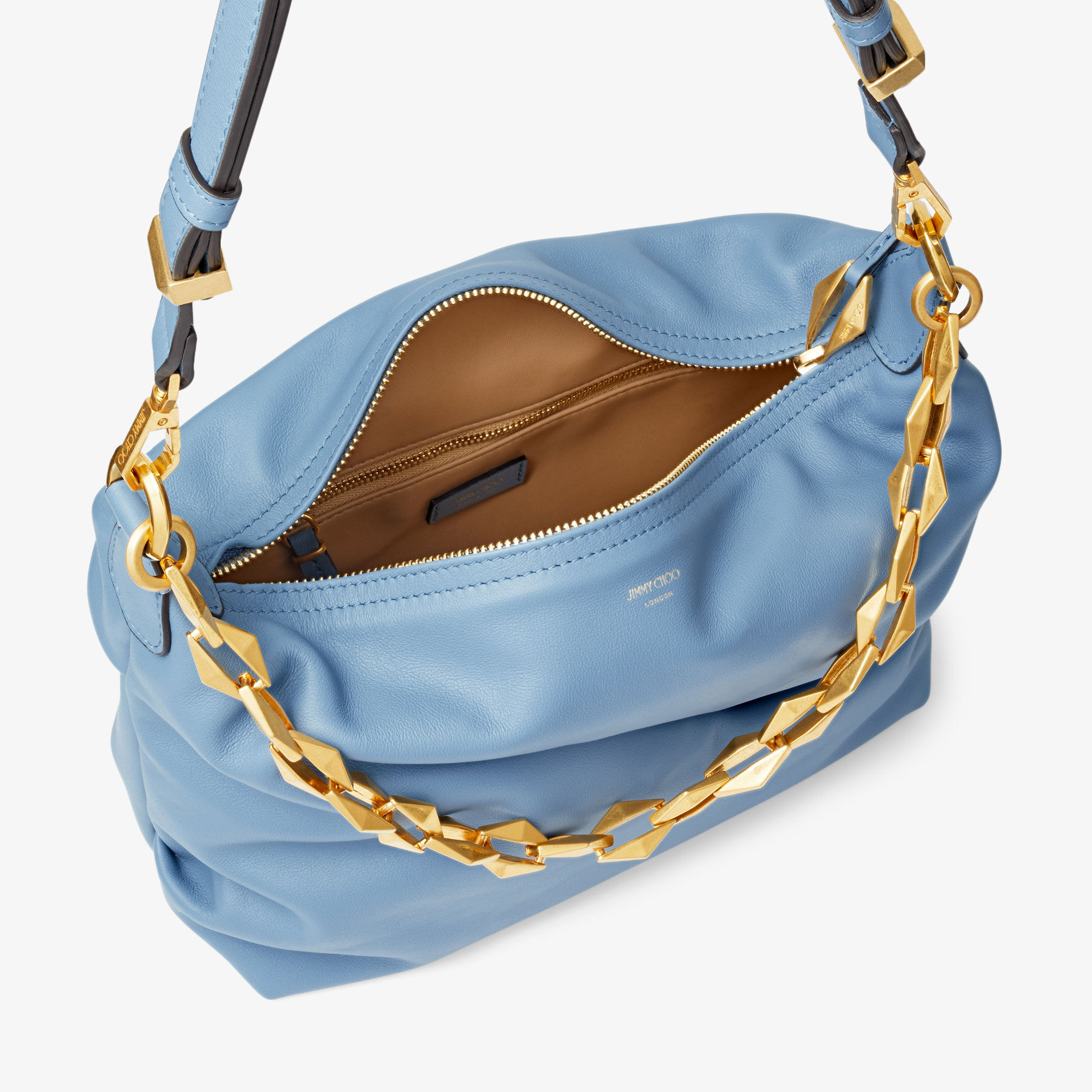 DIAMOND SOFT HOBO S Smoky Blue Soft Calf Leather Hobo Bag with