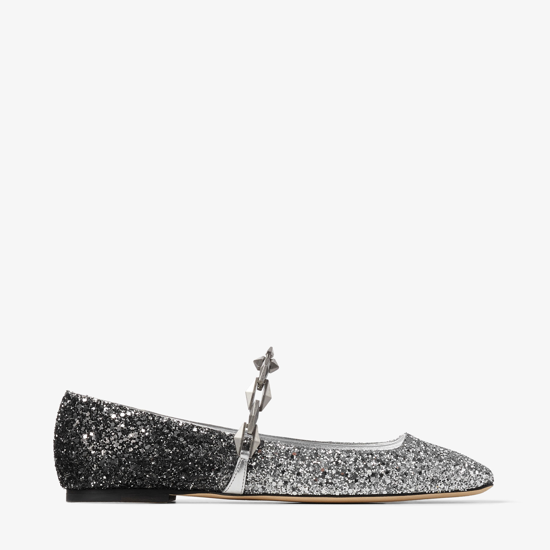 Diamond Tilda Flat Silver Coarse Glitter Flats with Diamond