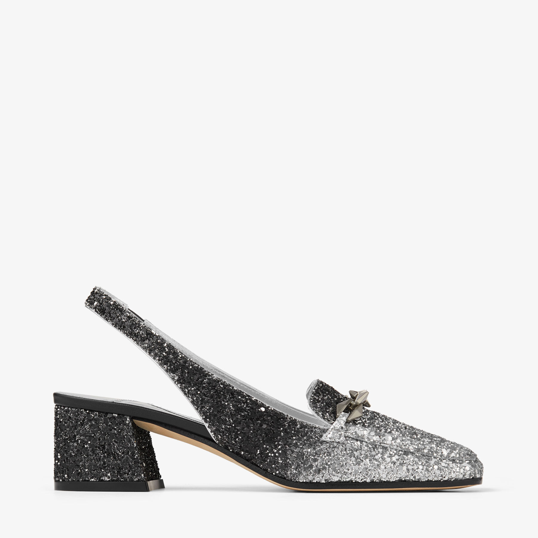 Diamond Tilda Sling Back 45 Silver Coarse Glitter Fabric Sling