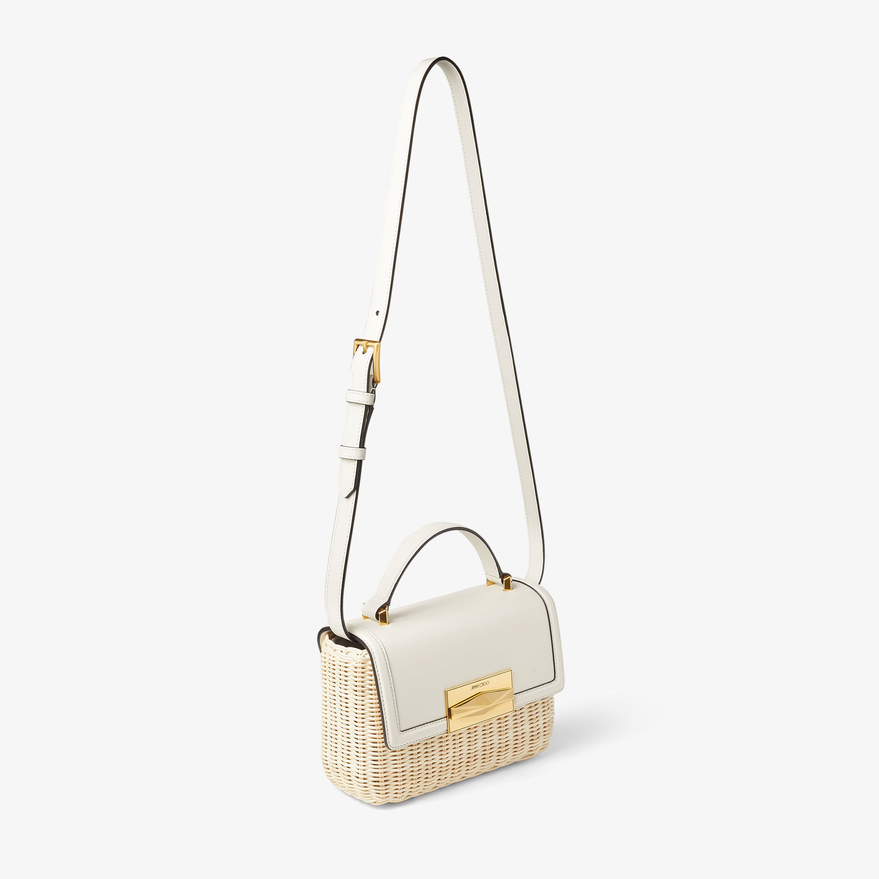 Diamond Top Handle Handtasche aus Weidengeflecht und Leder mit Tragegriff in Natur Latte JIMMY CHOO
