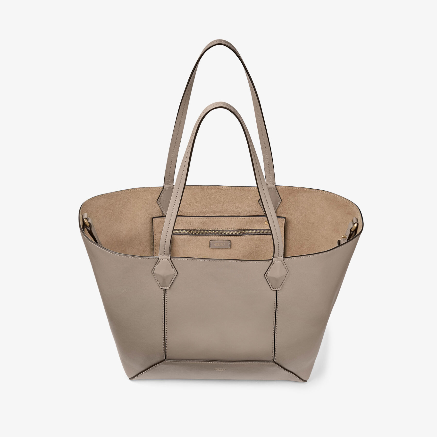 Diamond Tote M Taupe Calf Leather Tote Bag JIMMY CHOO