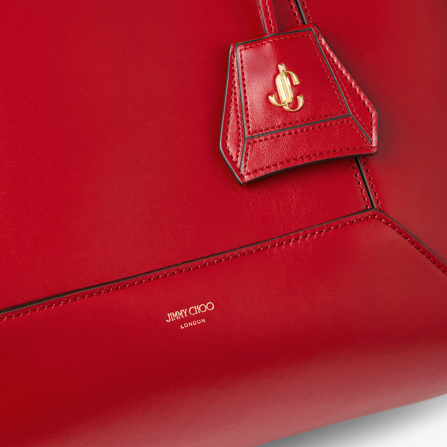 Diamond Ruby Red Calf Leather Tote Bag JIMMY CHOO AU
