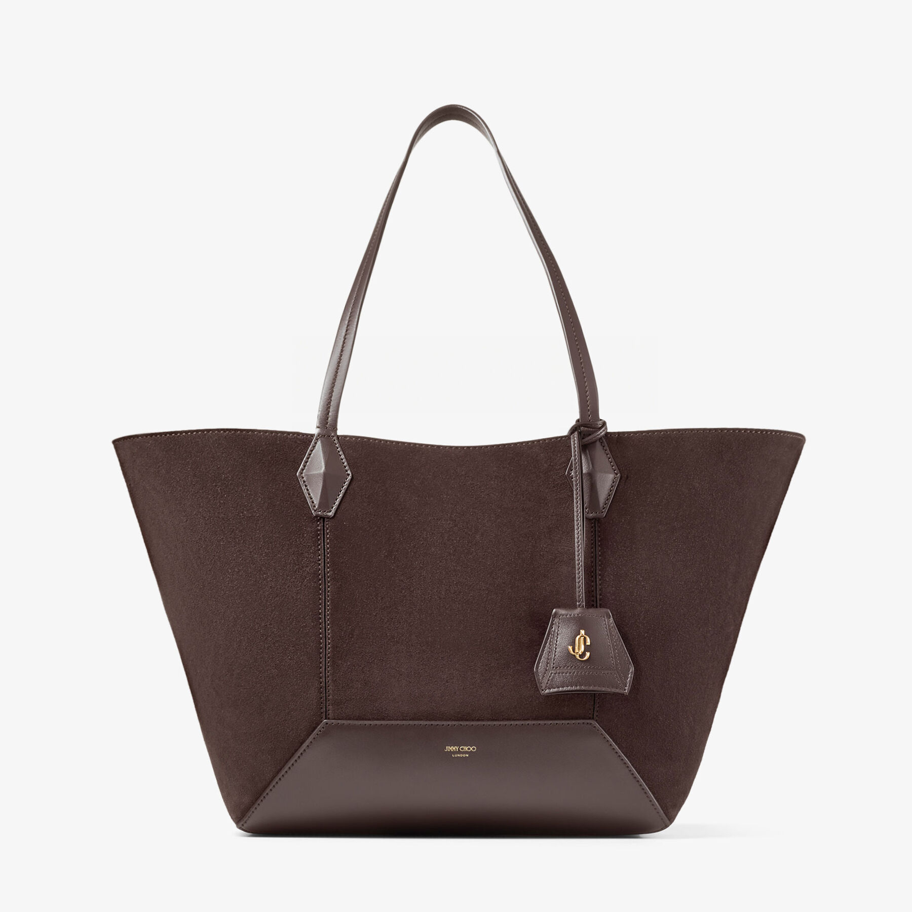 Diamond Tote M Coffee Suede Tote Bag JIMMY CHOO