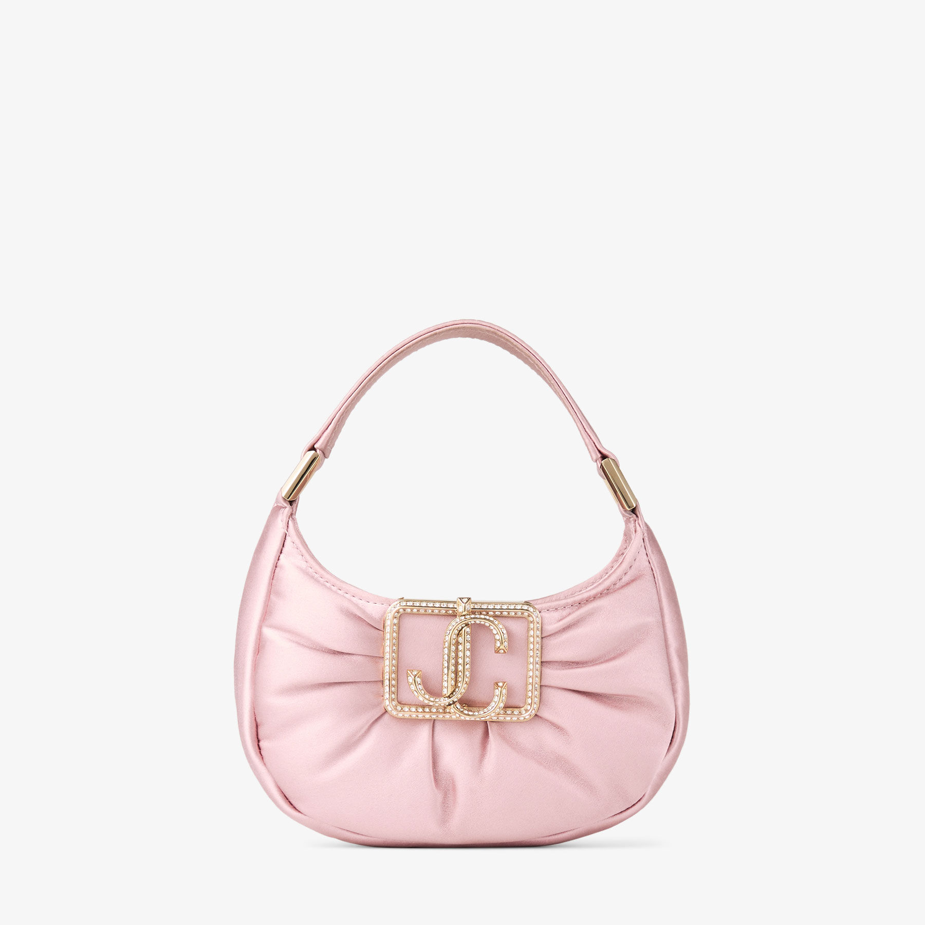 Edie Hobo Mini Mini Tasche aus rosefarbenem Satin JIMMY CHOO