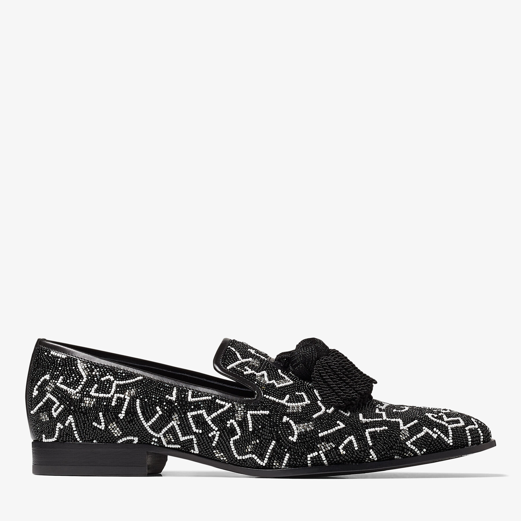 Black and White Artwork Bead Embroidered Loafers FOXLEY JIMMY CHOO ERIC HAZE CURATED BY POGGY collaboration JIMMY CHOO