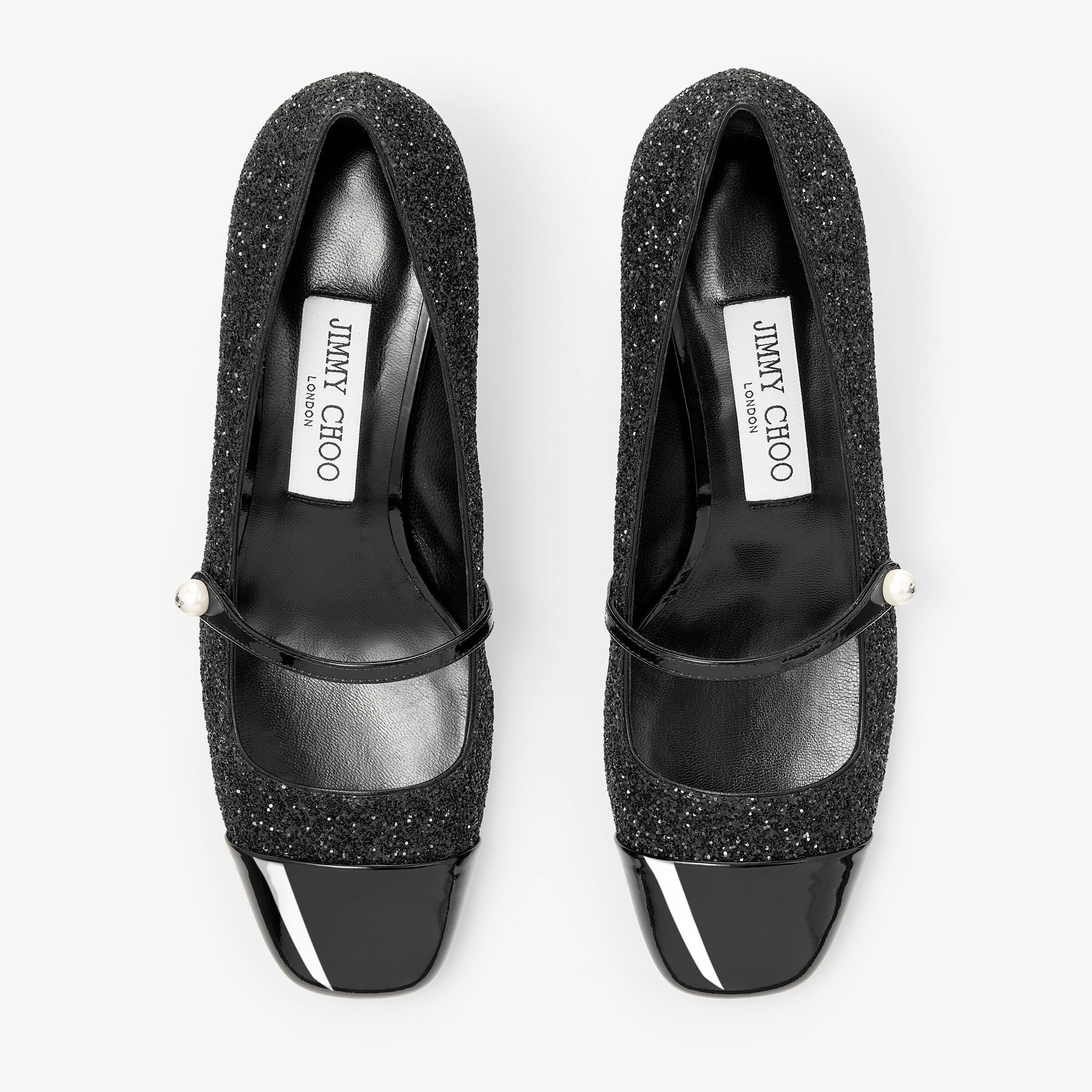 Jimmy choo black glitter heels hot sale