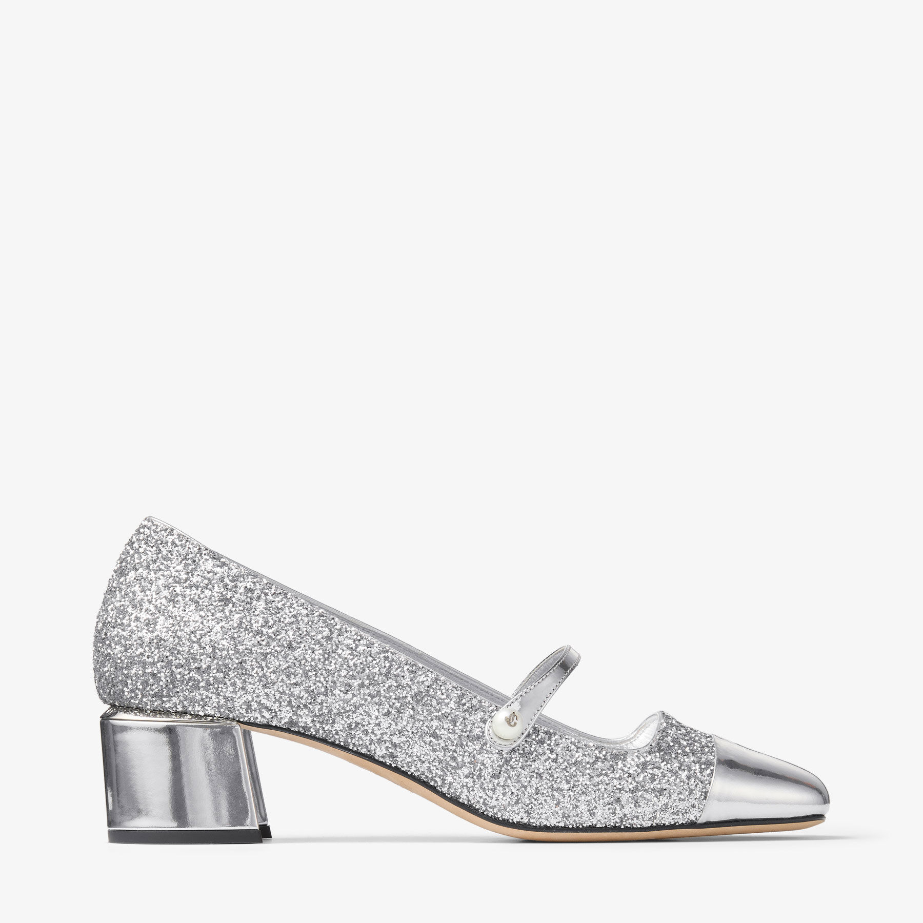 Elisa 45 | Silver Glitter Leather Pumps | JIMMY CHOO