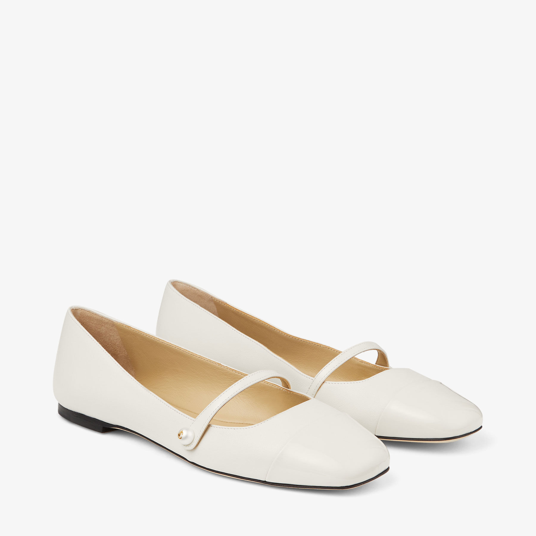 Elisa | Latte Nappa and Patent Leather Flats | New Collection 