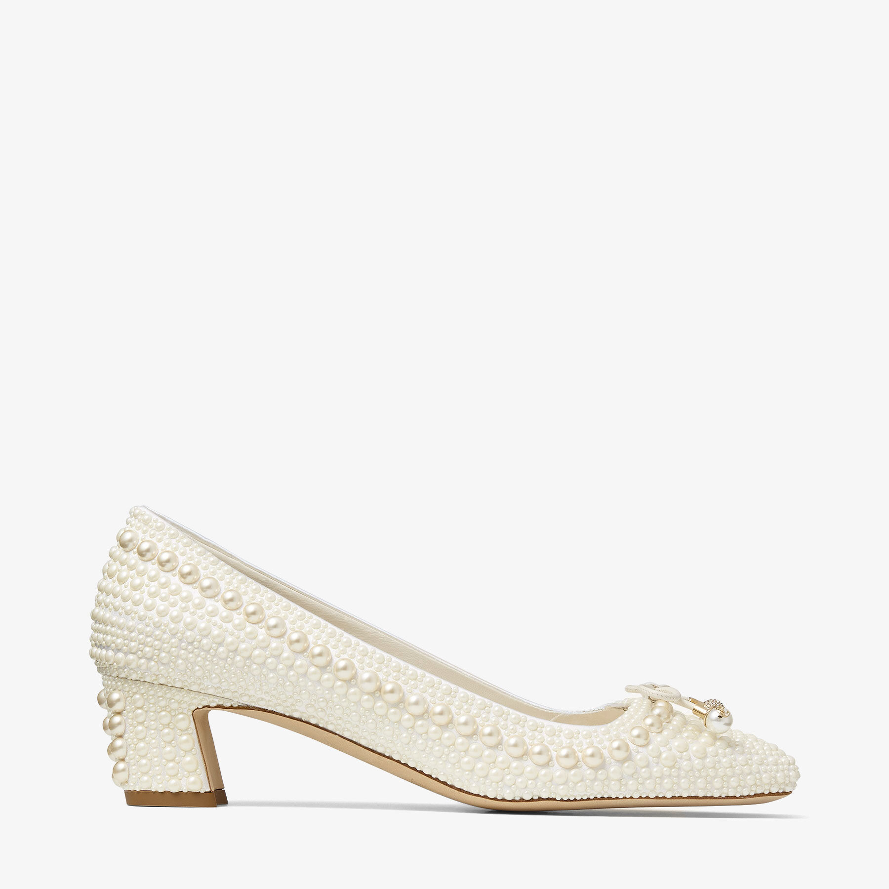 Elme 45 White Pearl Embellished Pumps JIMMY CHOO