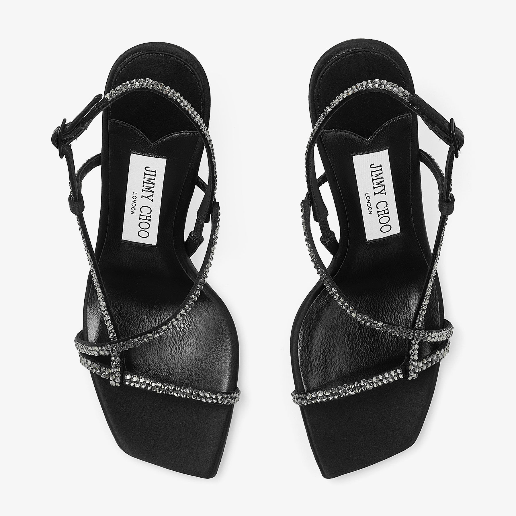 Etana 80 | Black Satin Crystal Sandals | JIMMY CHOO AU