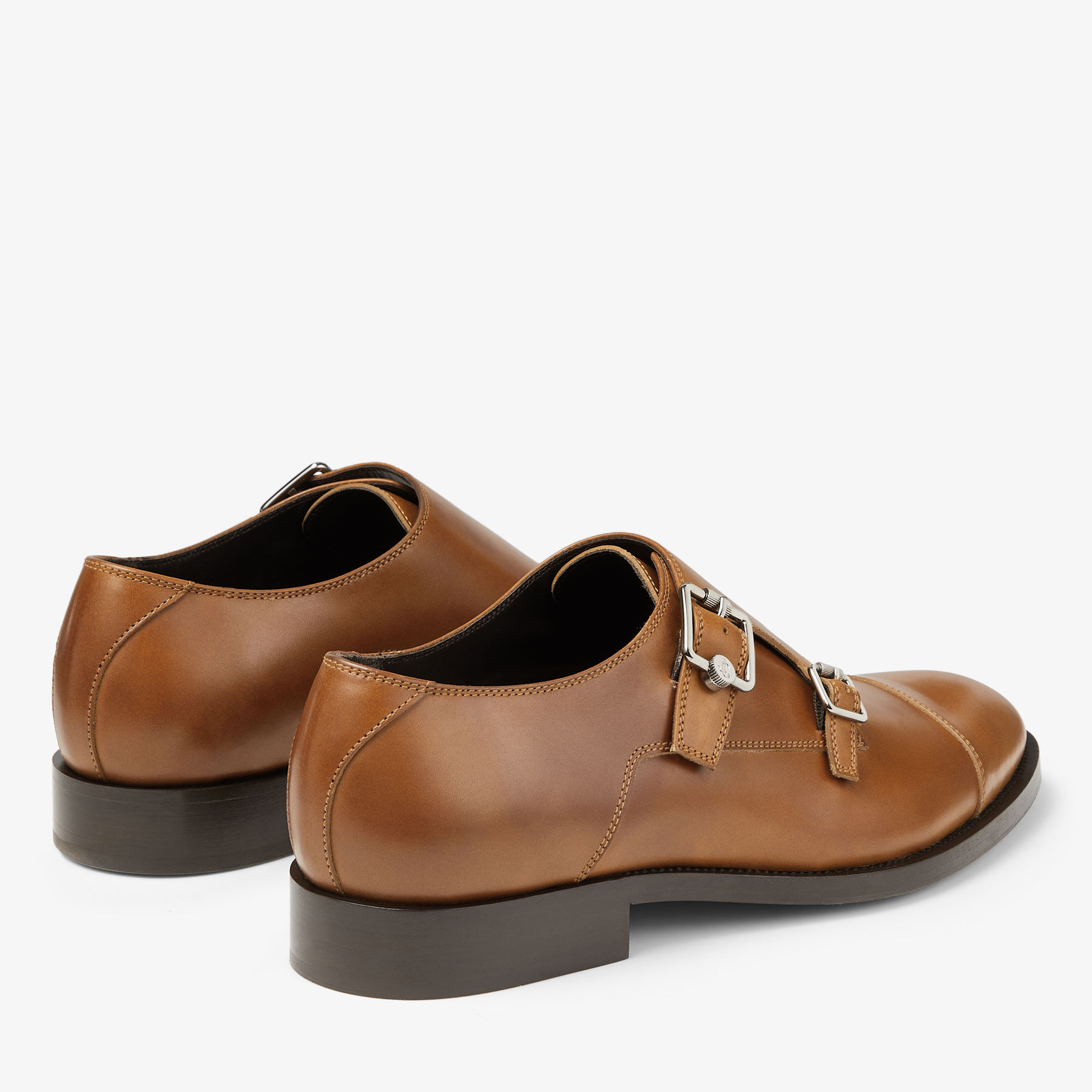 FINNION MONKSTRAP Dark Tan Leather Monk Strap Shoes Summer