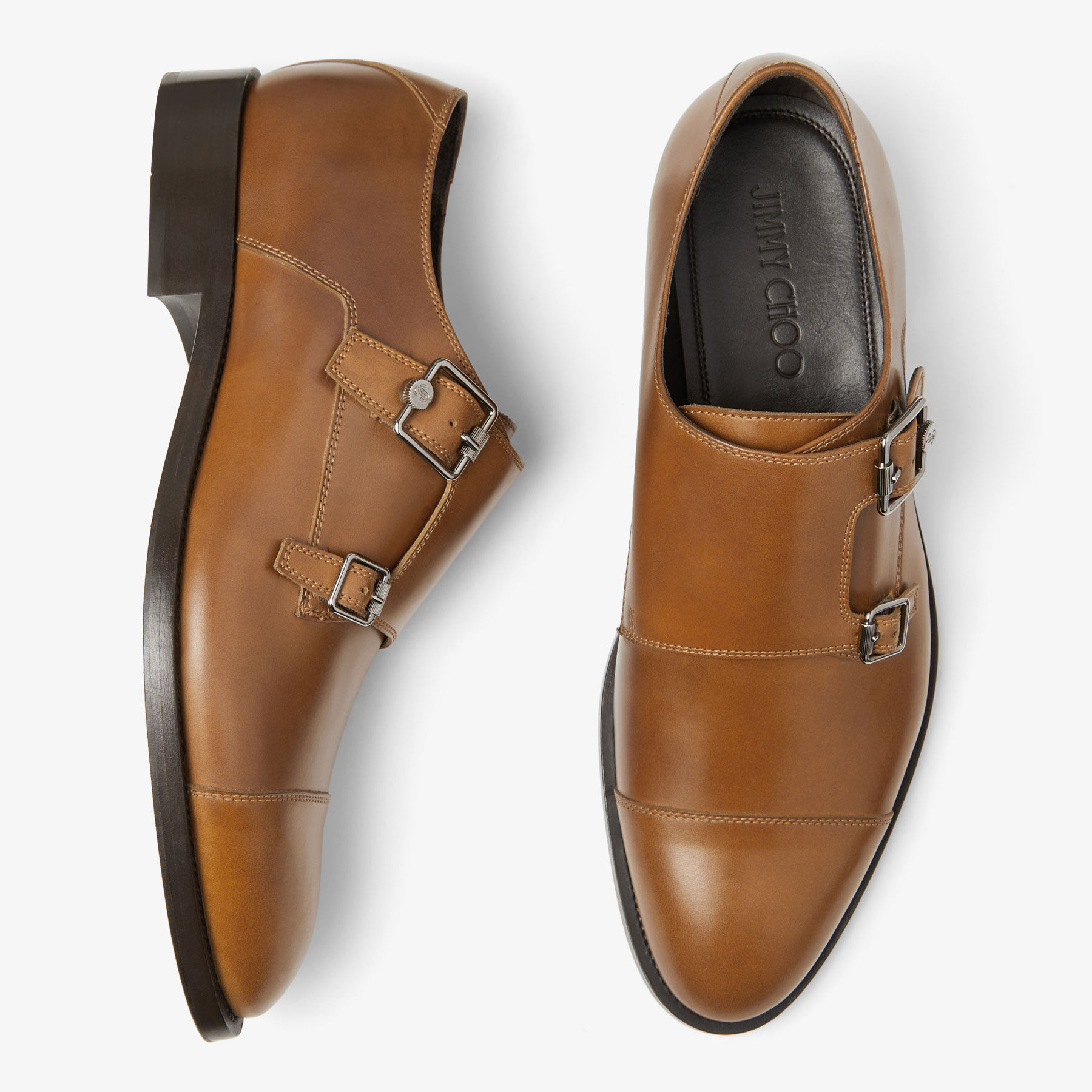 FINNION MONKSTRAP Dark Tan Leather Monk Strap Shoes Summer