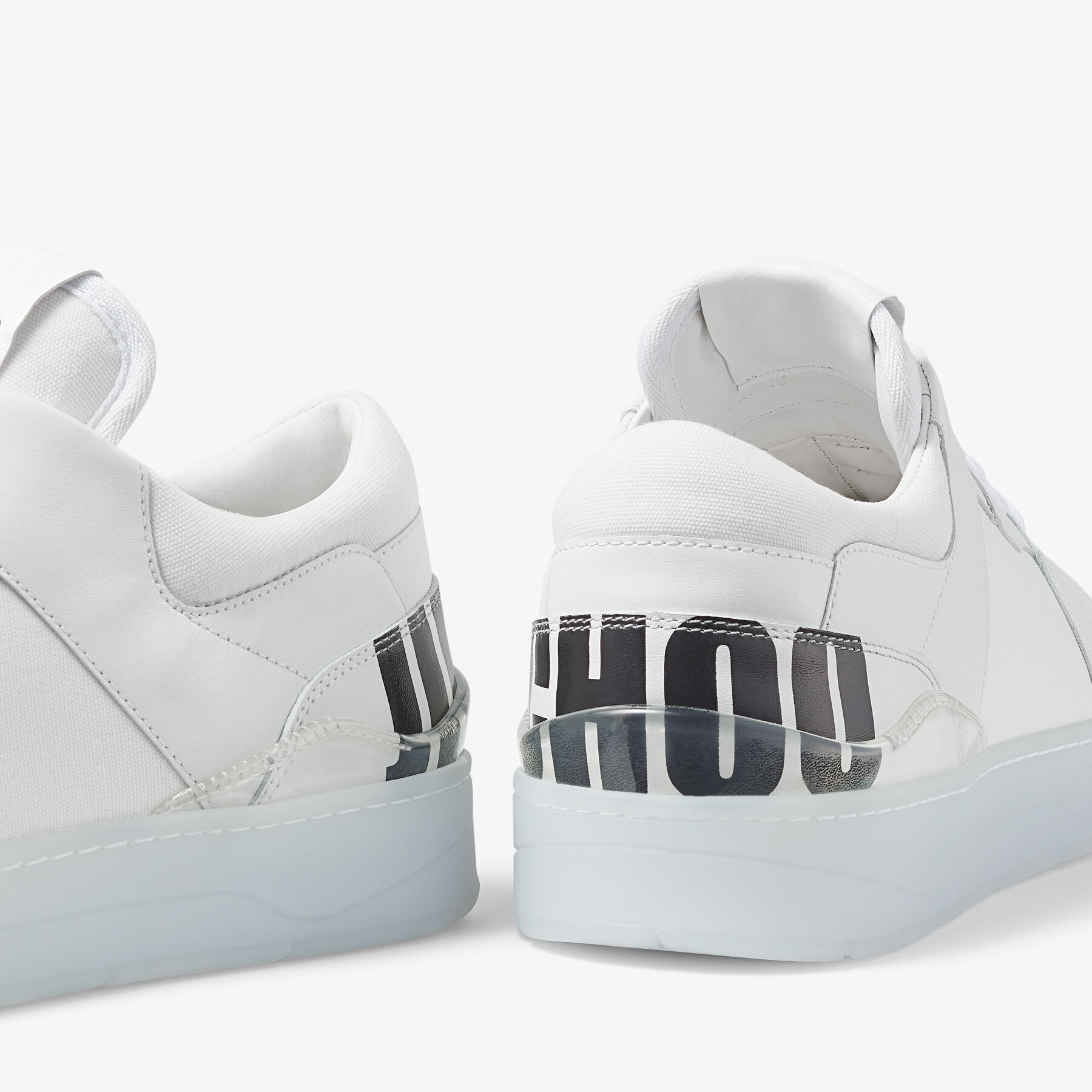 FLORENT M White Calf Leather and Canvas Trainers with Choo Lettering Winter 2022 collection JIMMY CHOO AU