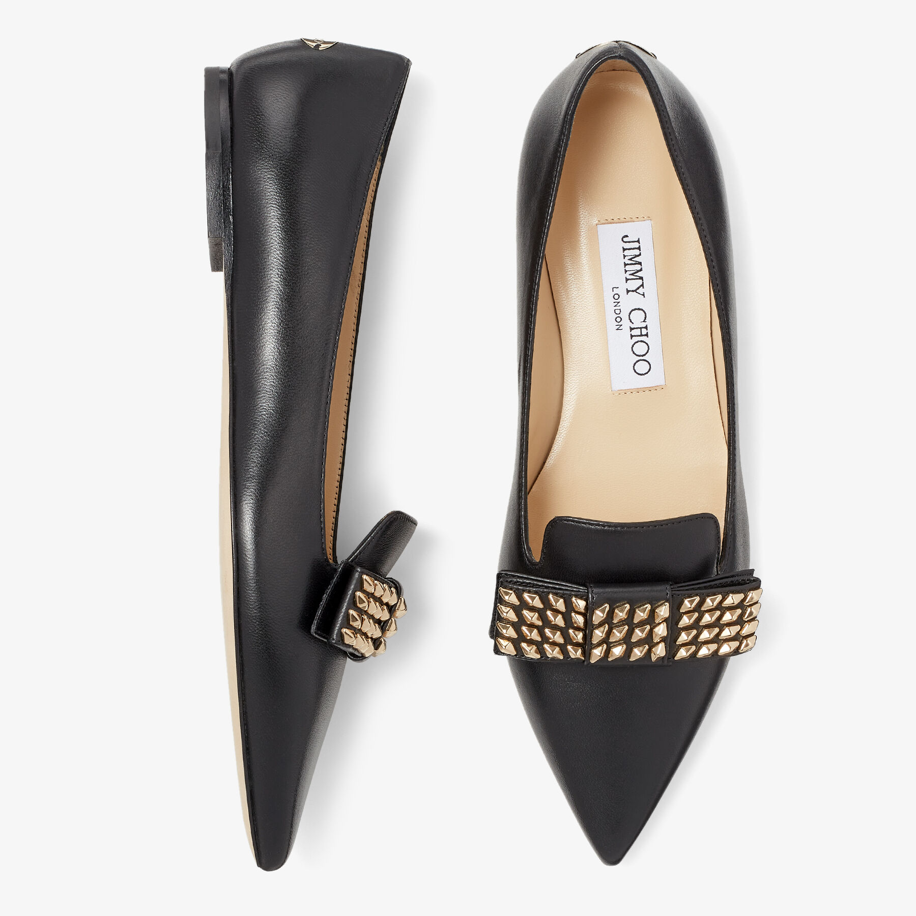 GALA | Black Nappa Leather Flats with Studs | Autumn Collection