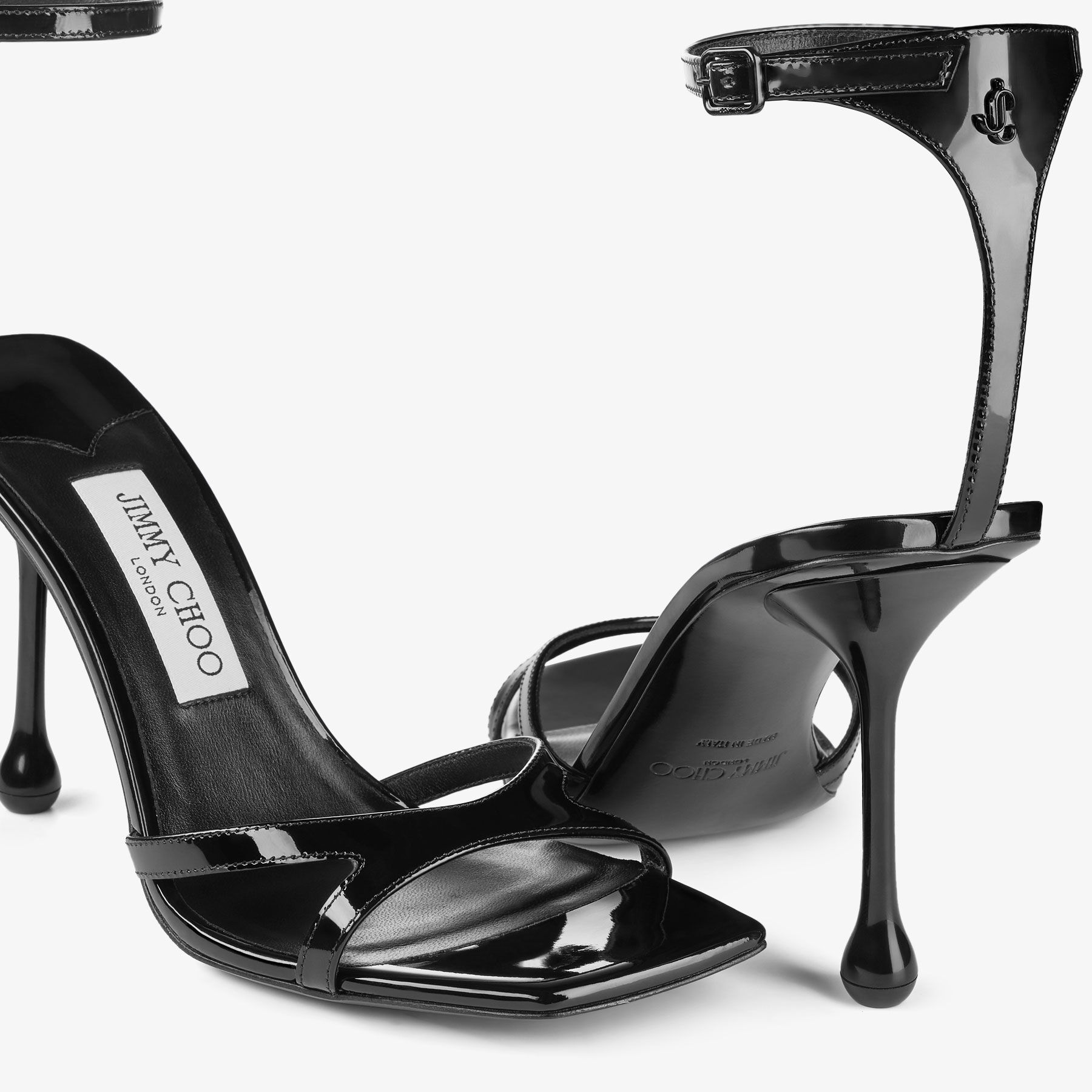 Black patent leather sandals heels online