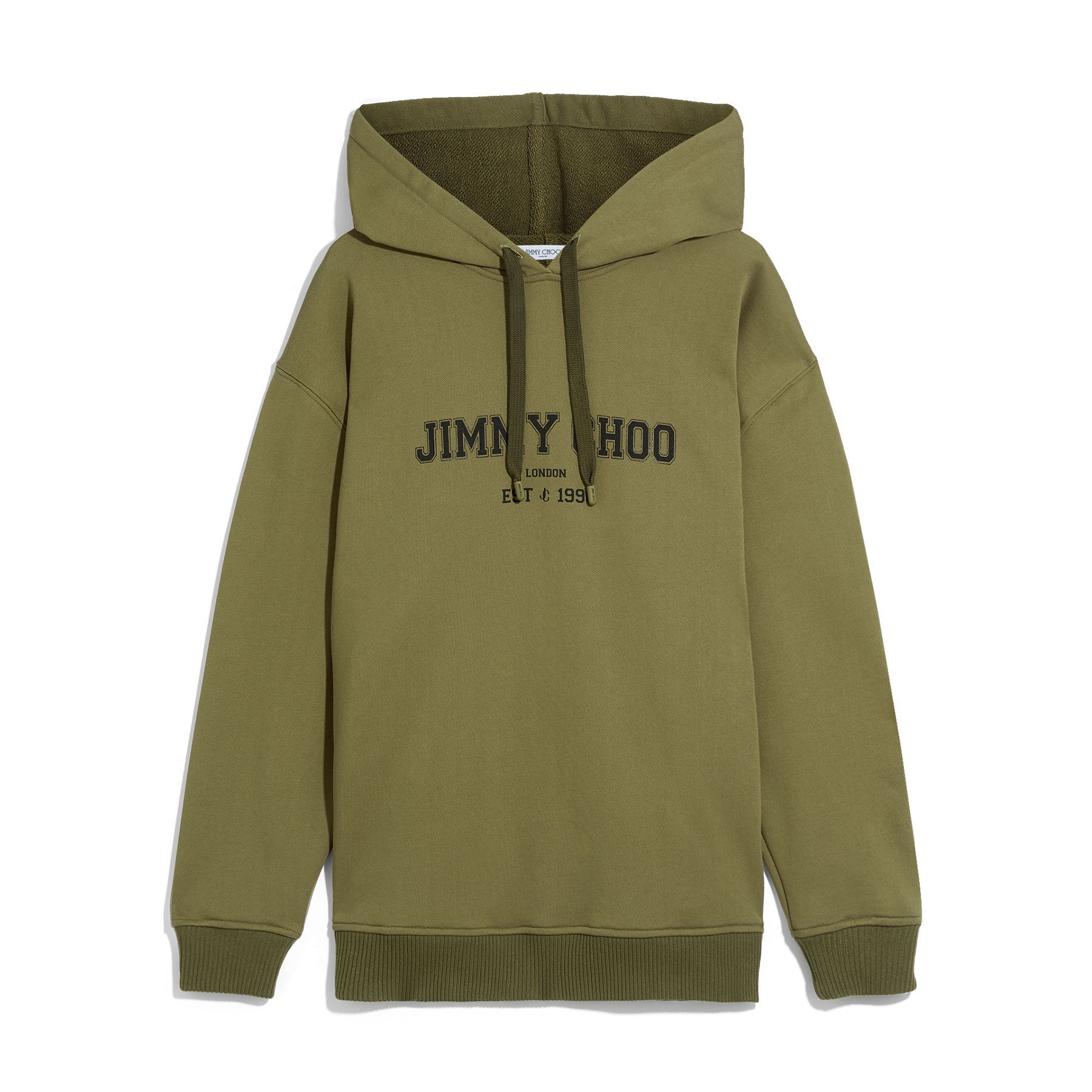 Military Olive Oversized Hoodie with Black Logo JC COLLEGE HOODIE Autumn Winter 2020 JIMMY CHOO NZ