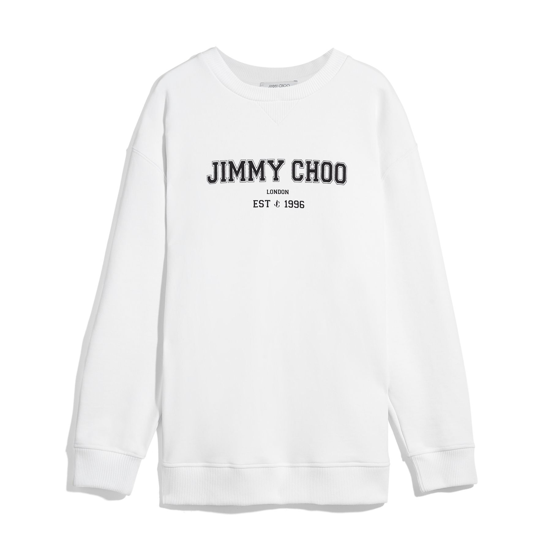 White Oversized Sweatshirt with Black Logo JC COLLEGE HOODIE Autumn Winter 2020 JIMMY CHOO NZ